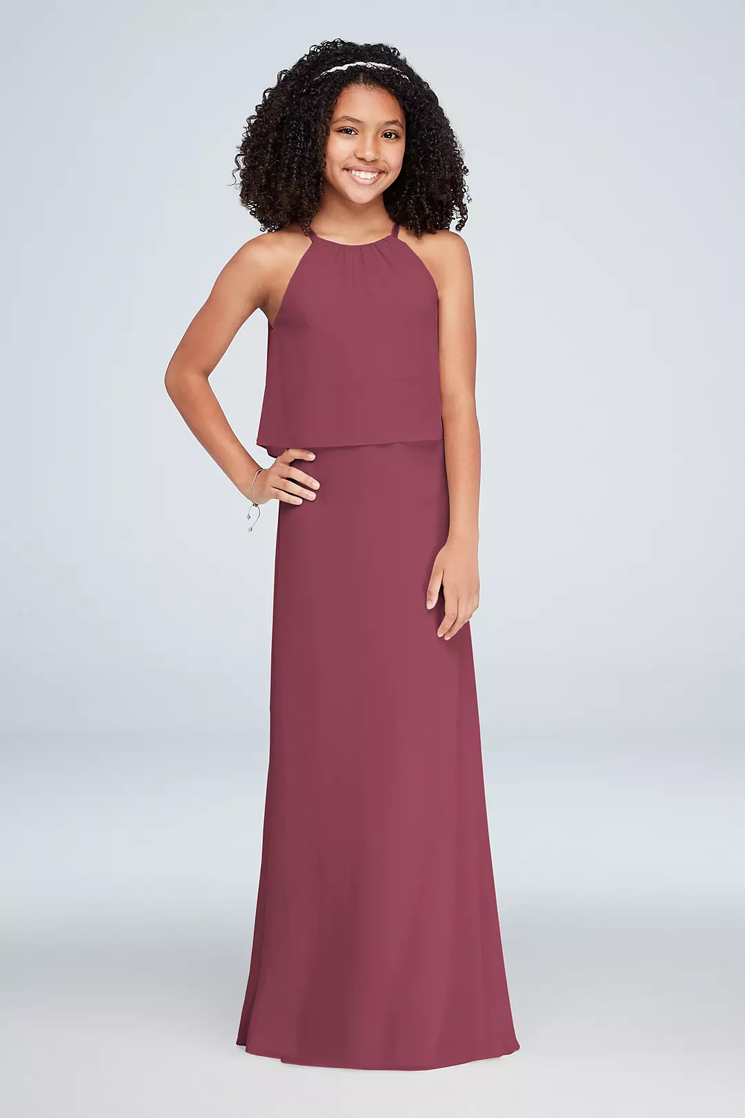 Flounced Crinkle Chiffon Girls Dress - Image 47