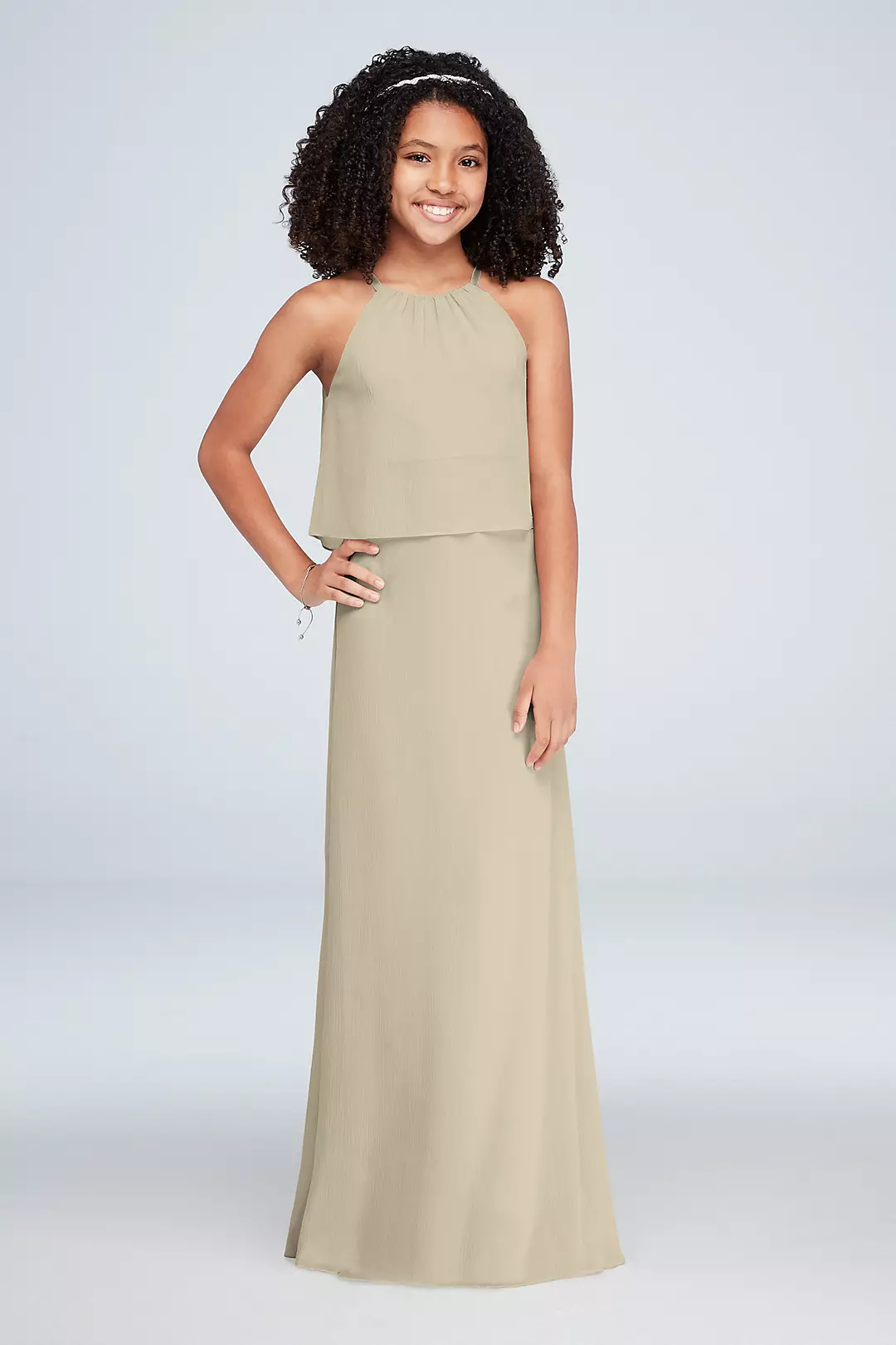 Flounced Crinkle Chiffon Girls Dress - Image 49