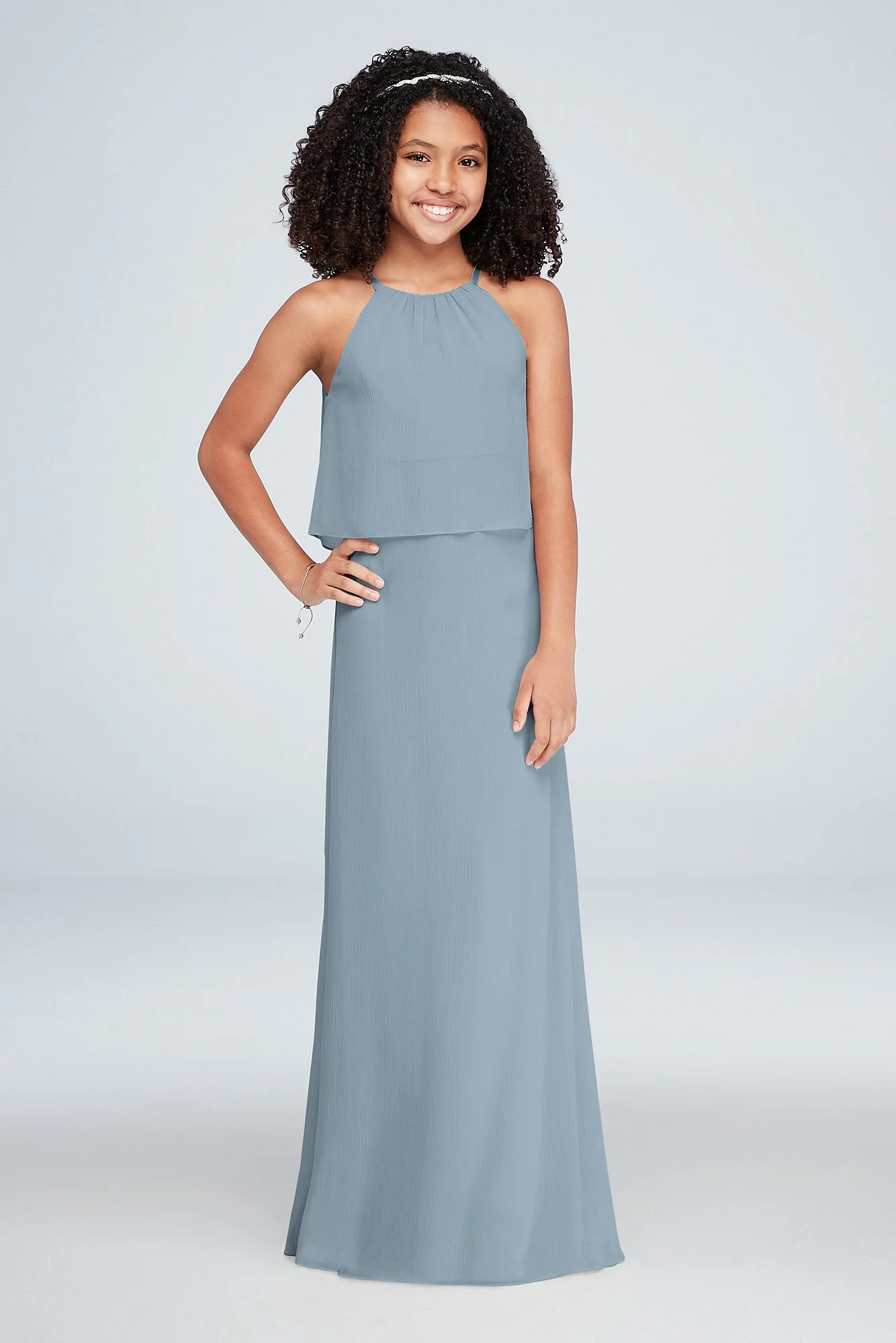 Flounced Crinkle Chiffon Girls Dress - Image 5