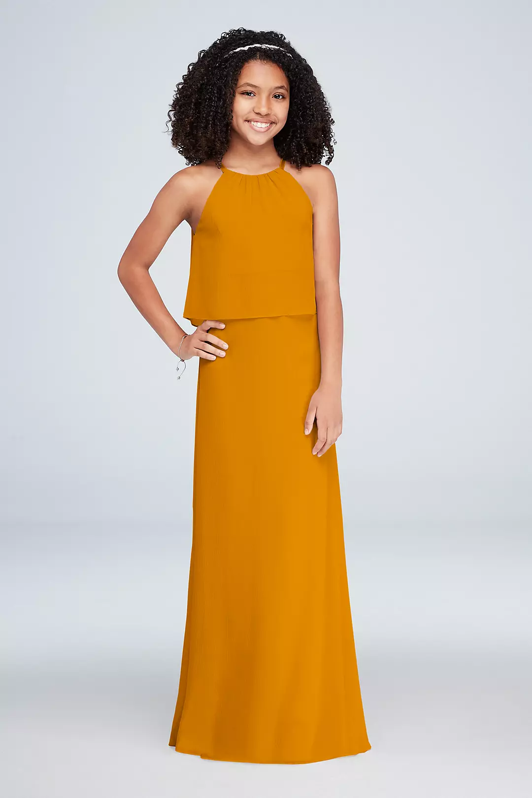 Flounced Crinkle Chiffon Girls Dress - Image 50