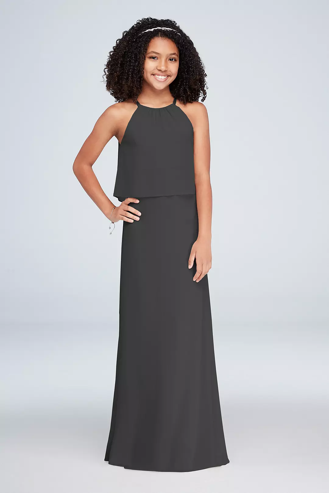 Flounced Crinkle Chiffon Girls Dress - Image 59