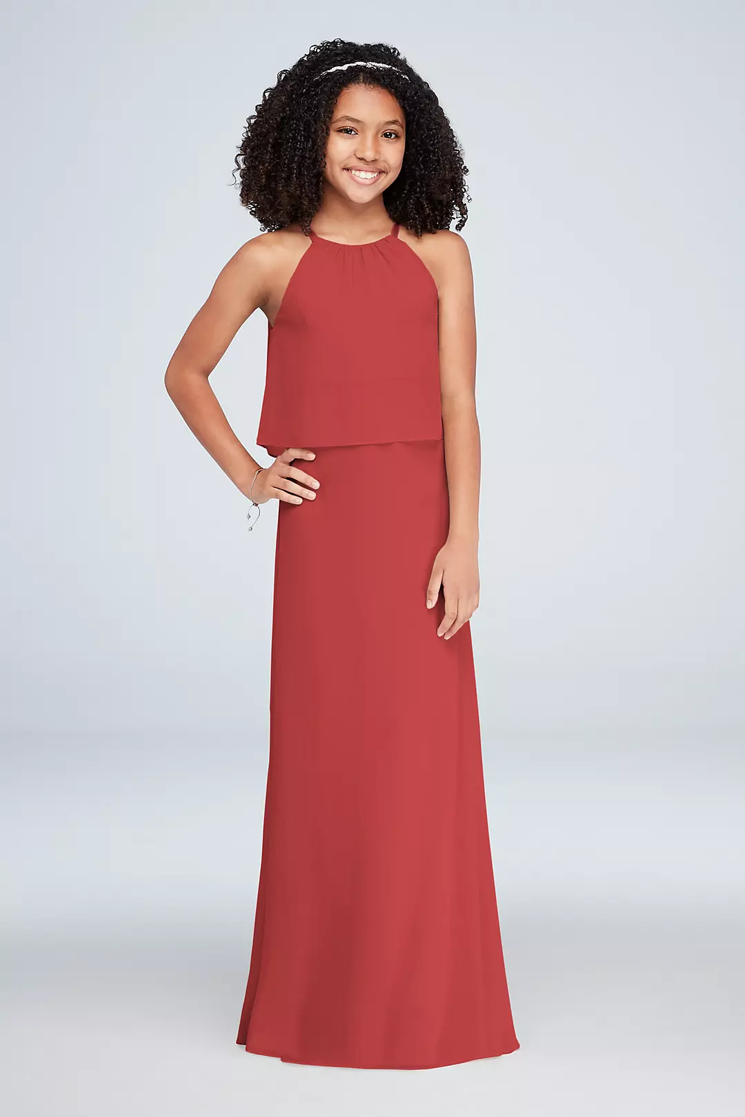 Flounced Crinkle Chiffon Girls Dress - Image 61