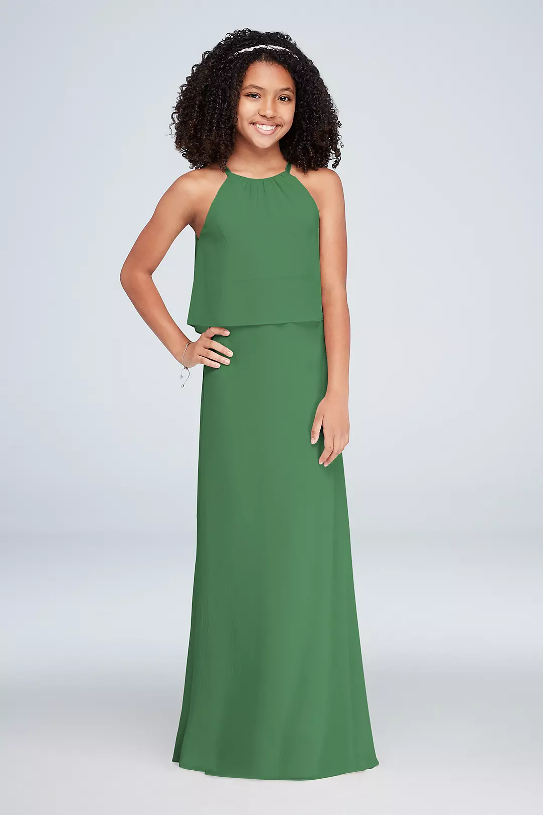 Flounced Crinkle Chiffon Girls Dress - Image 63