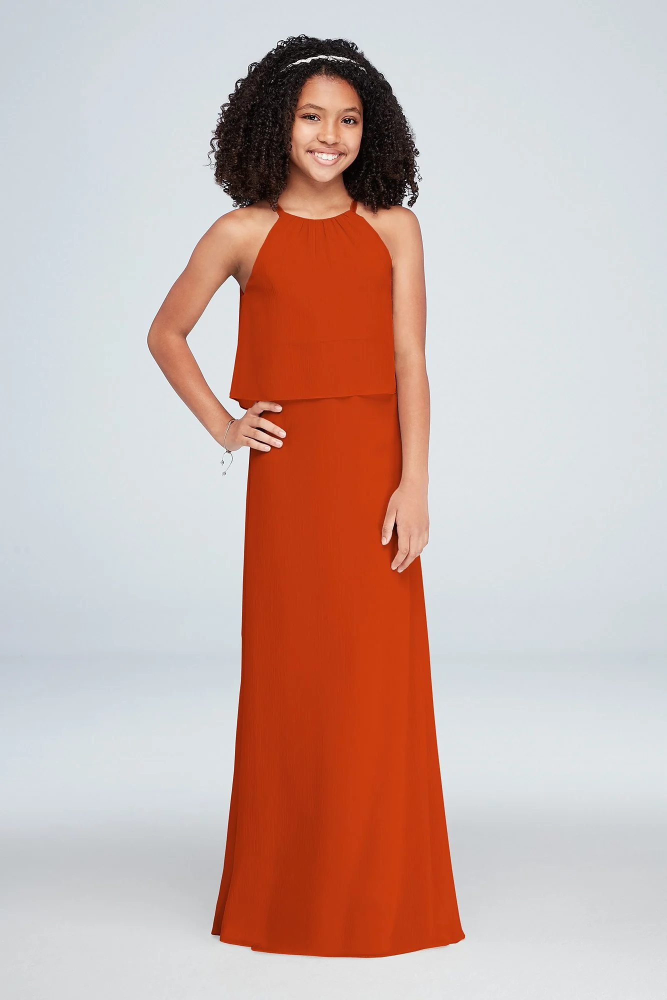 Flounced Crinkle Chiffon Girls Dress - Image 7