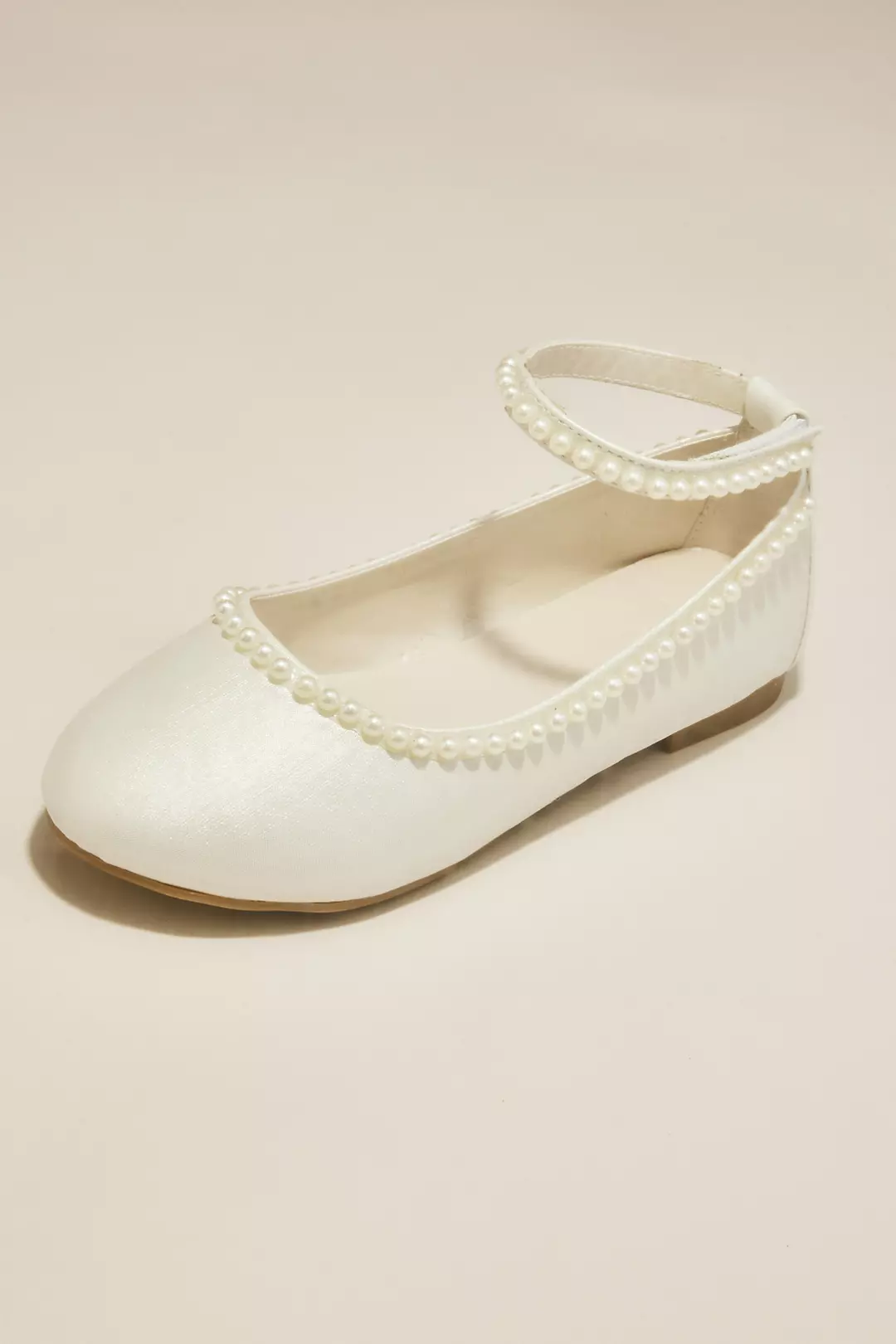 Flower Girl Ballet Flats with Pearl Ankle Strap - Image 4