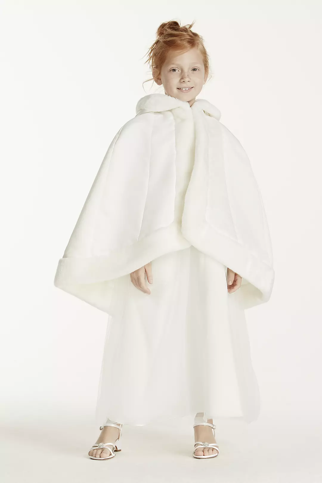 Flower Girl Cape with Faux Fur Trim - Image 2
