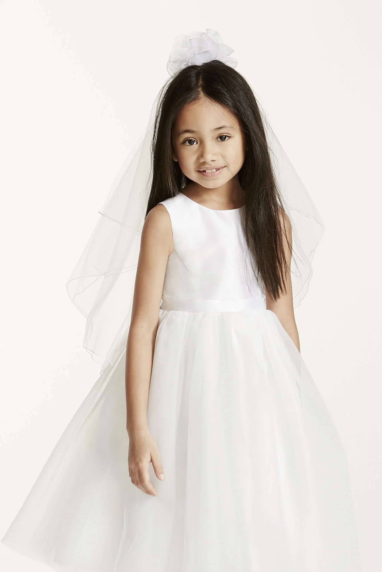 Flower Girl Curly Q Ribbon Veil