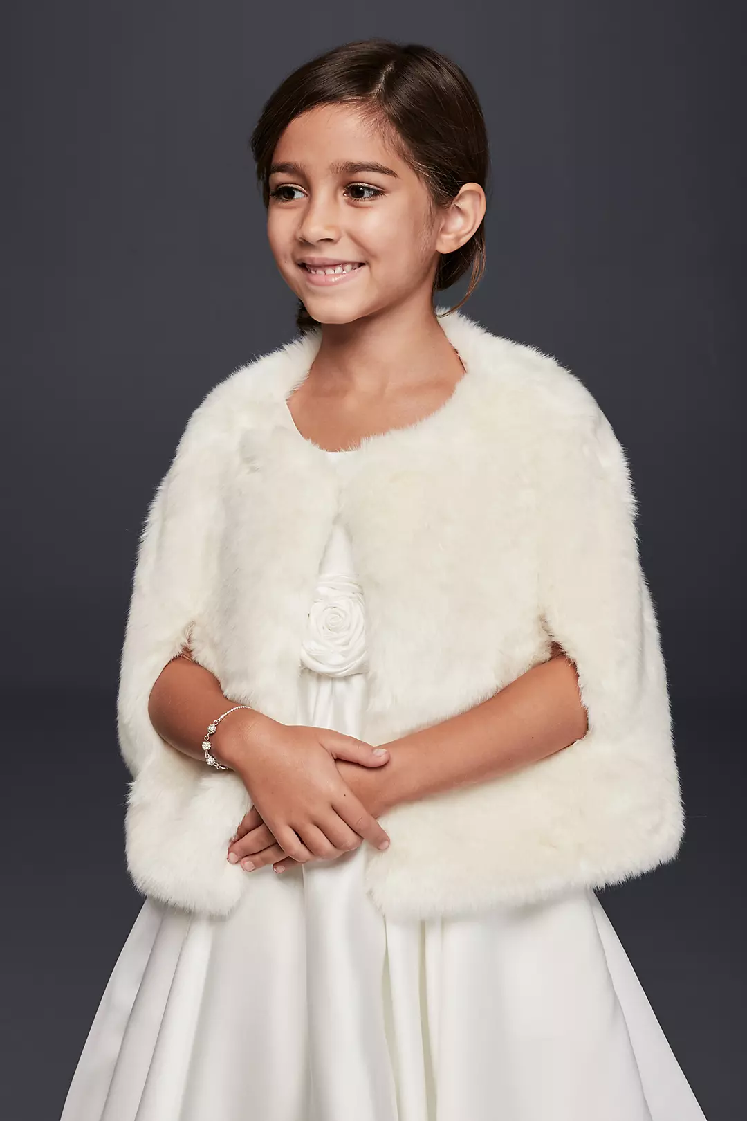 Flower Girl Faux  Fur Cape - Image 3