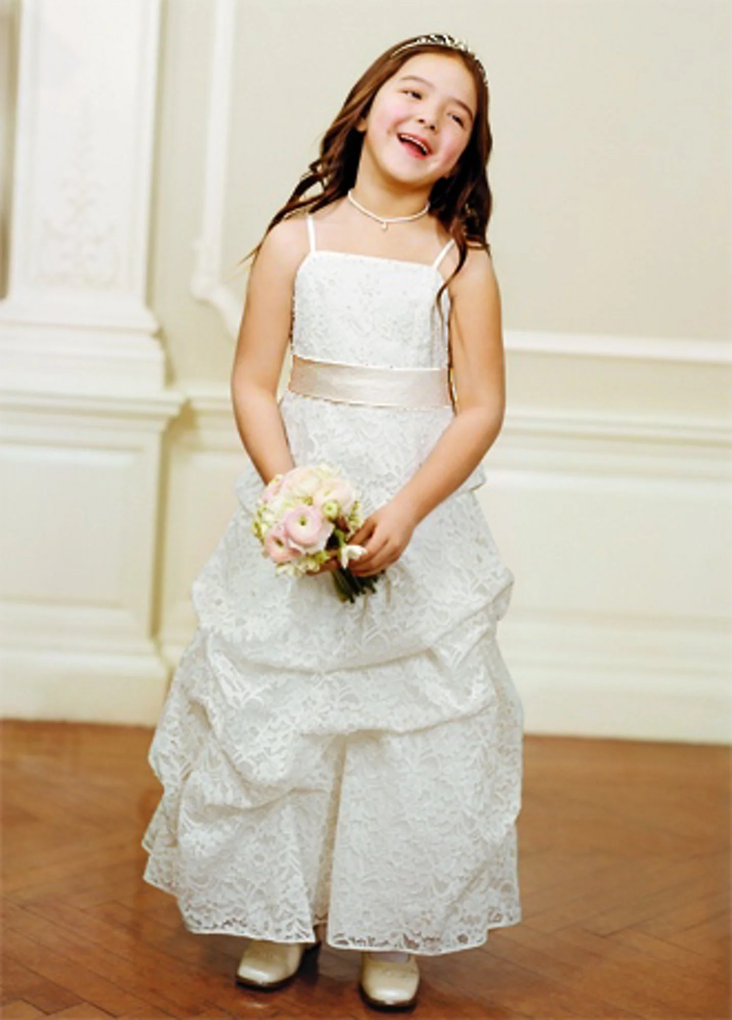 Flower Girl Lace Pickup Dress with Sash