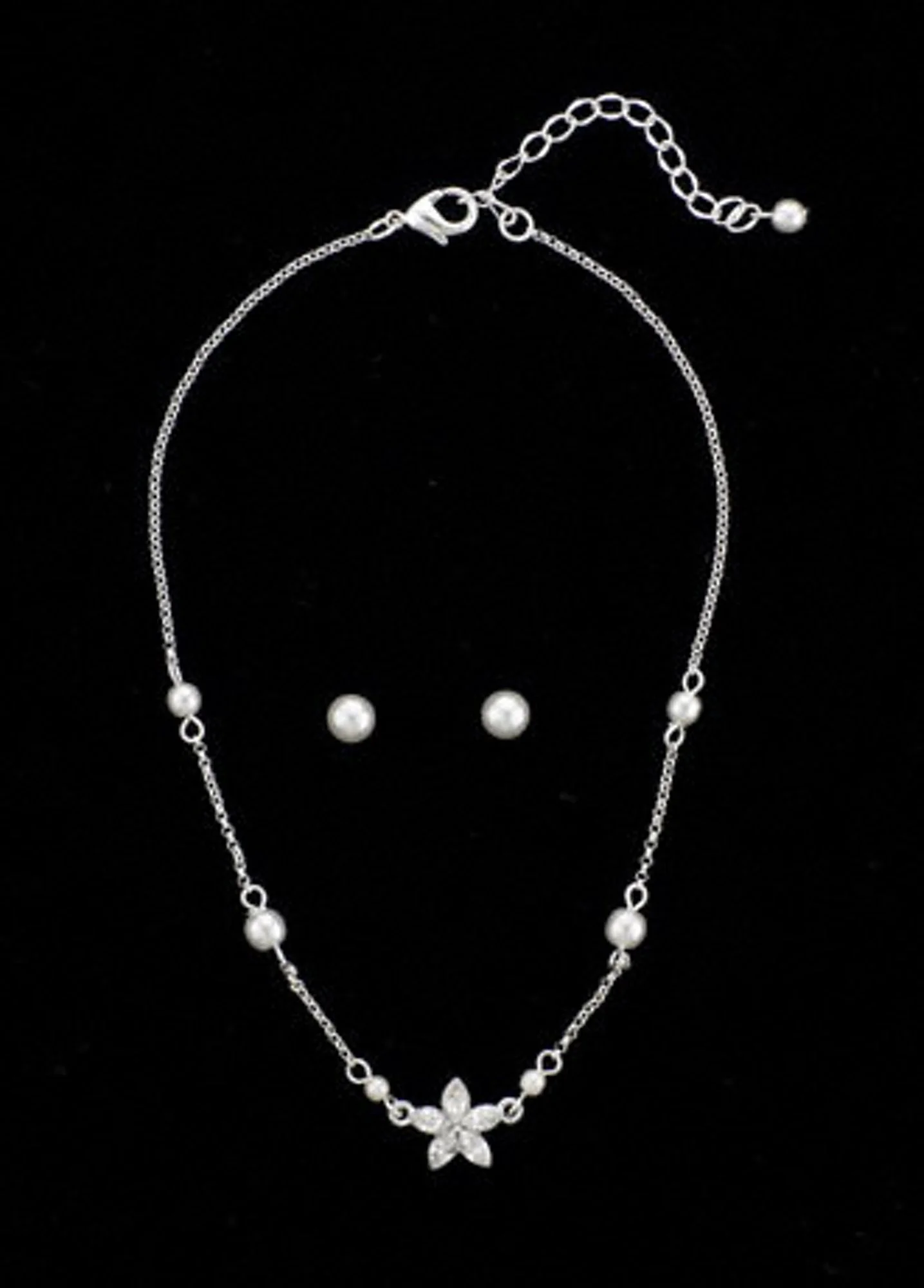 Flower Girl Pearl Necklace and Earring Set