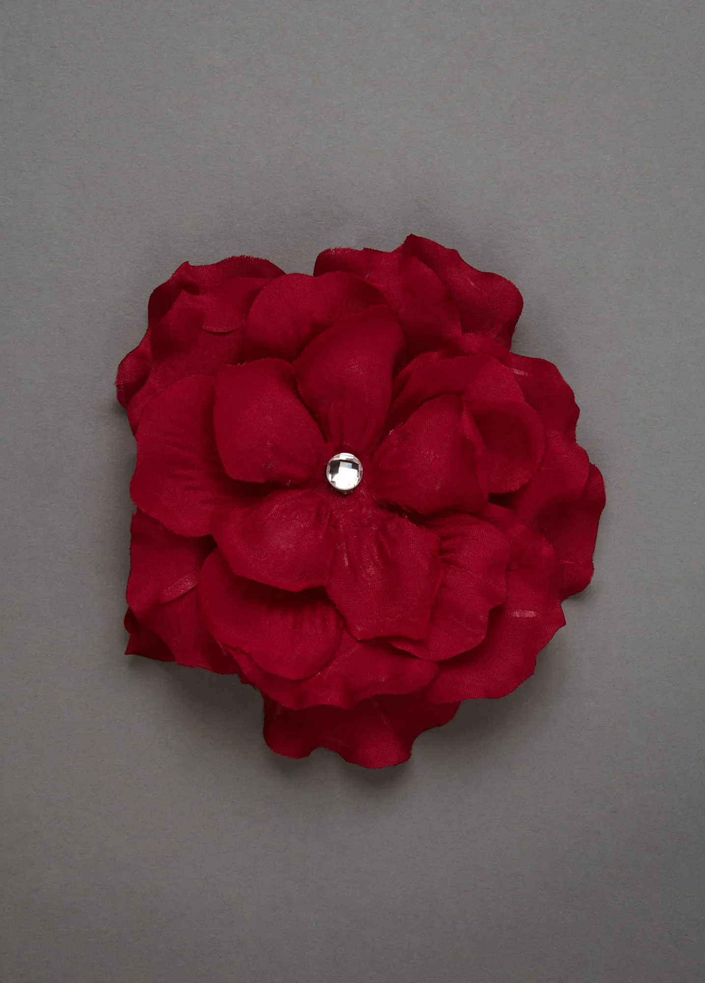 Flower Salon Clip with Single Crystal Center