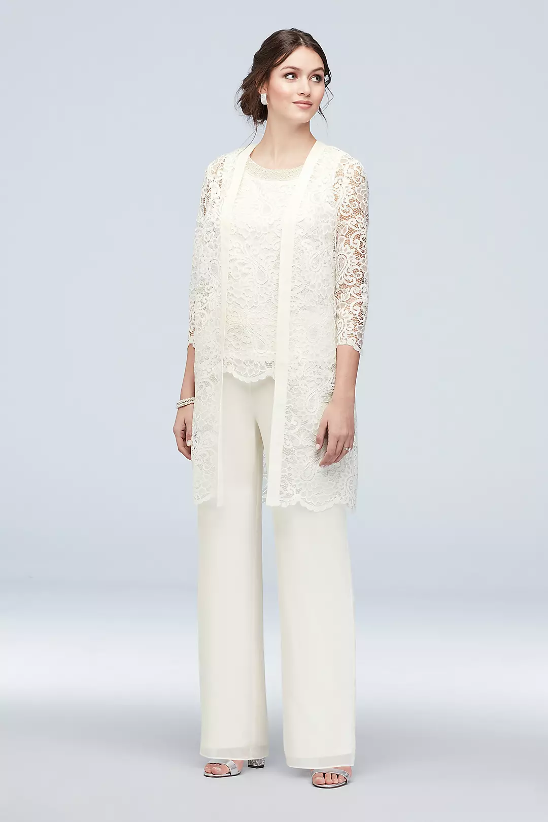 Flowy Chiffon Three-Piece Set with Embellished Top - Image 3
