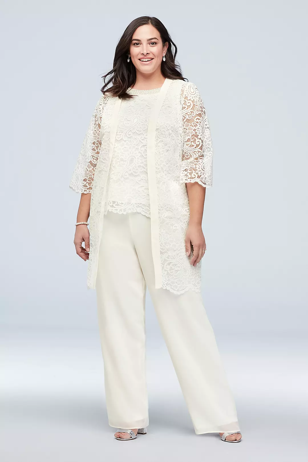 Flowy Chiffon Three-Piece Set with Embellished Top - Image 5