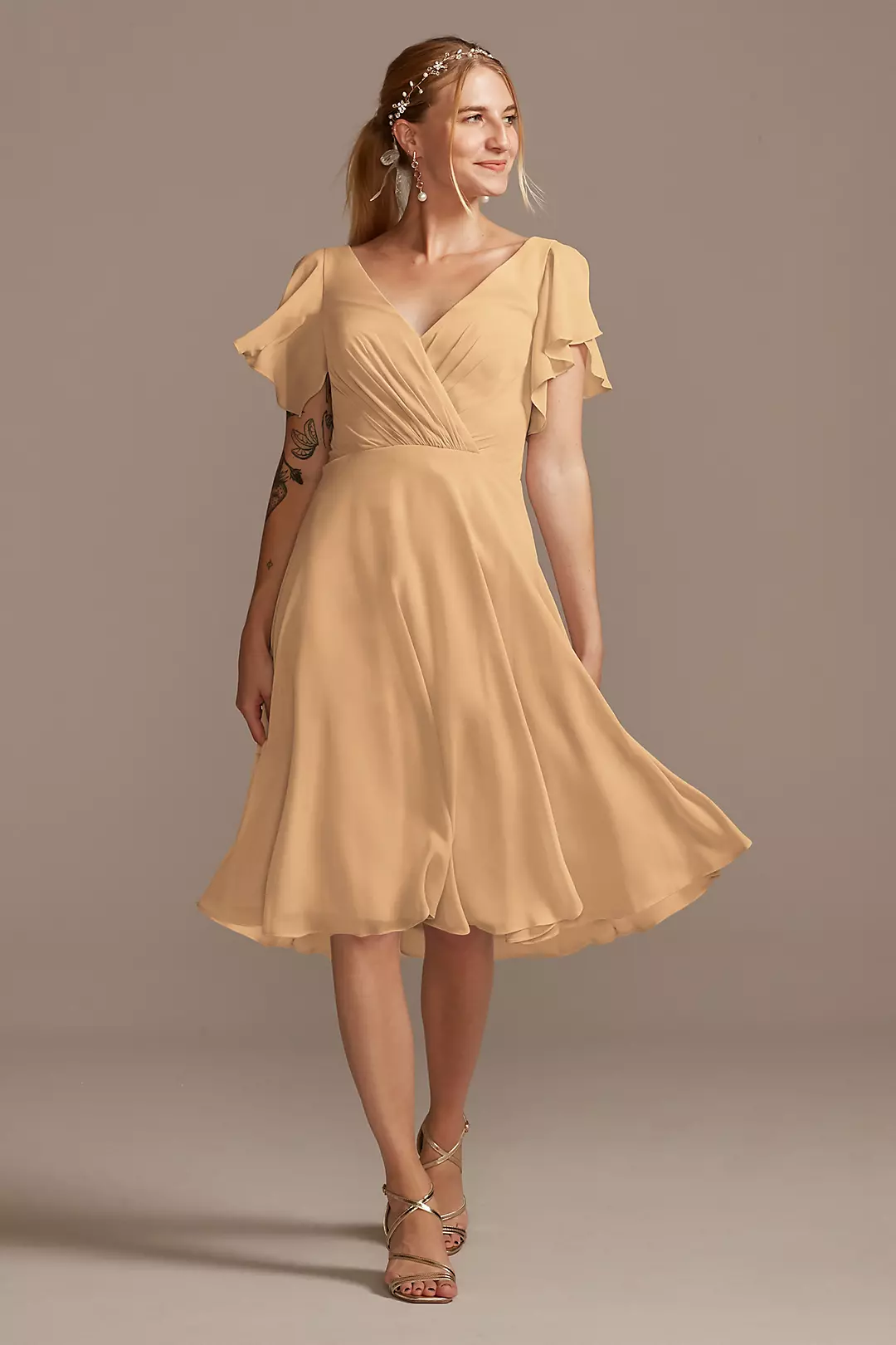 Flutter Sleeve Chiffon Short Dress - Image 81