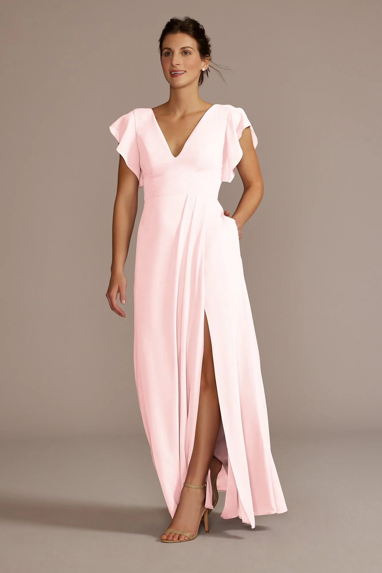 Flutter Sleeve Chiffon V-Neck Dress - Image 22