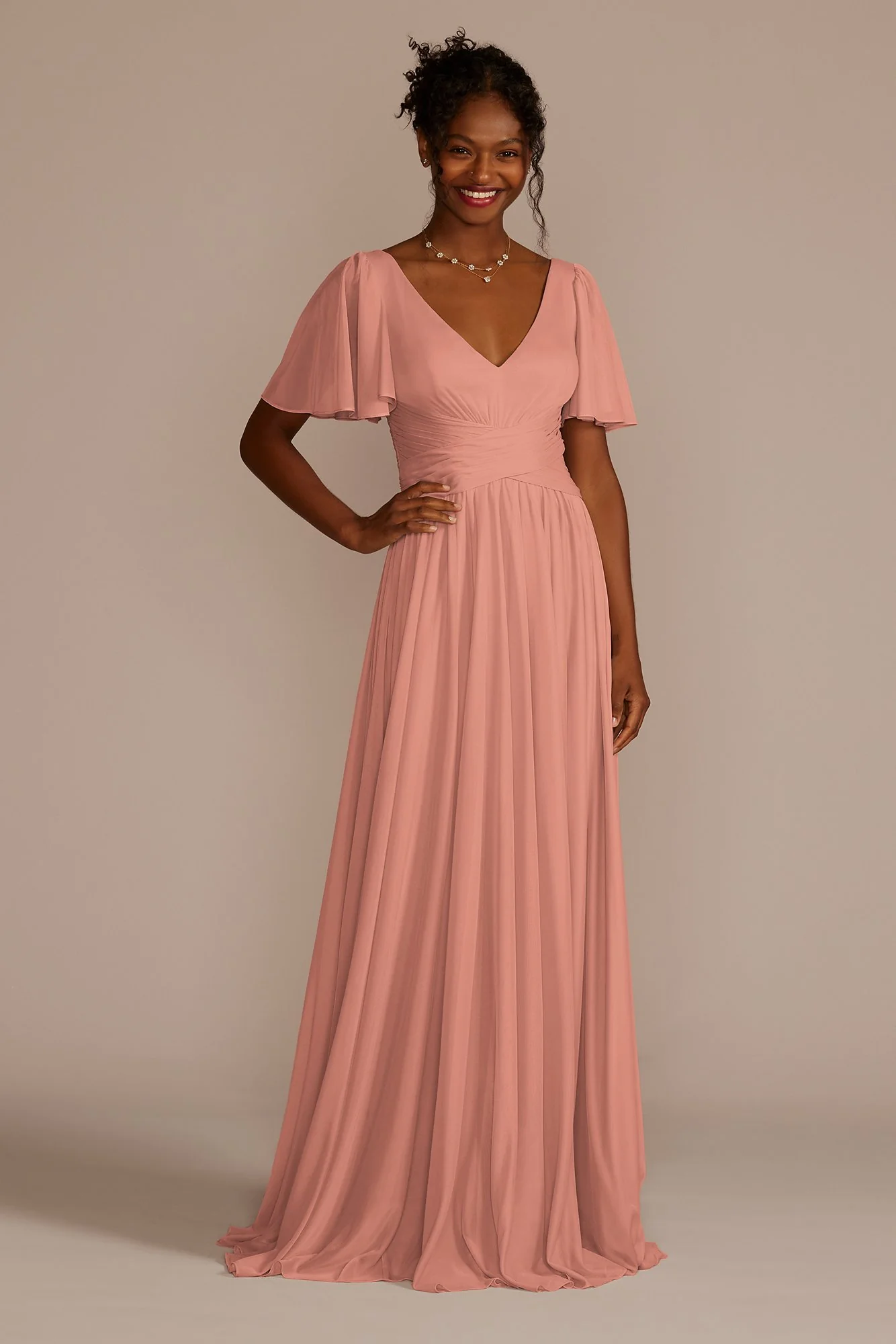 Flutter Sleeve Crisscross Mesh Dress - Image 11