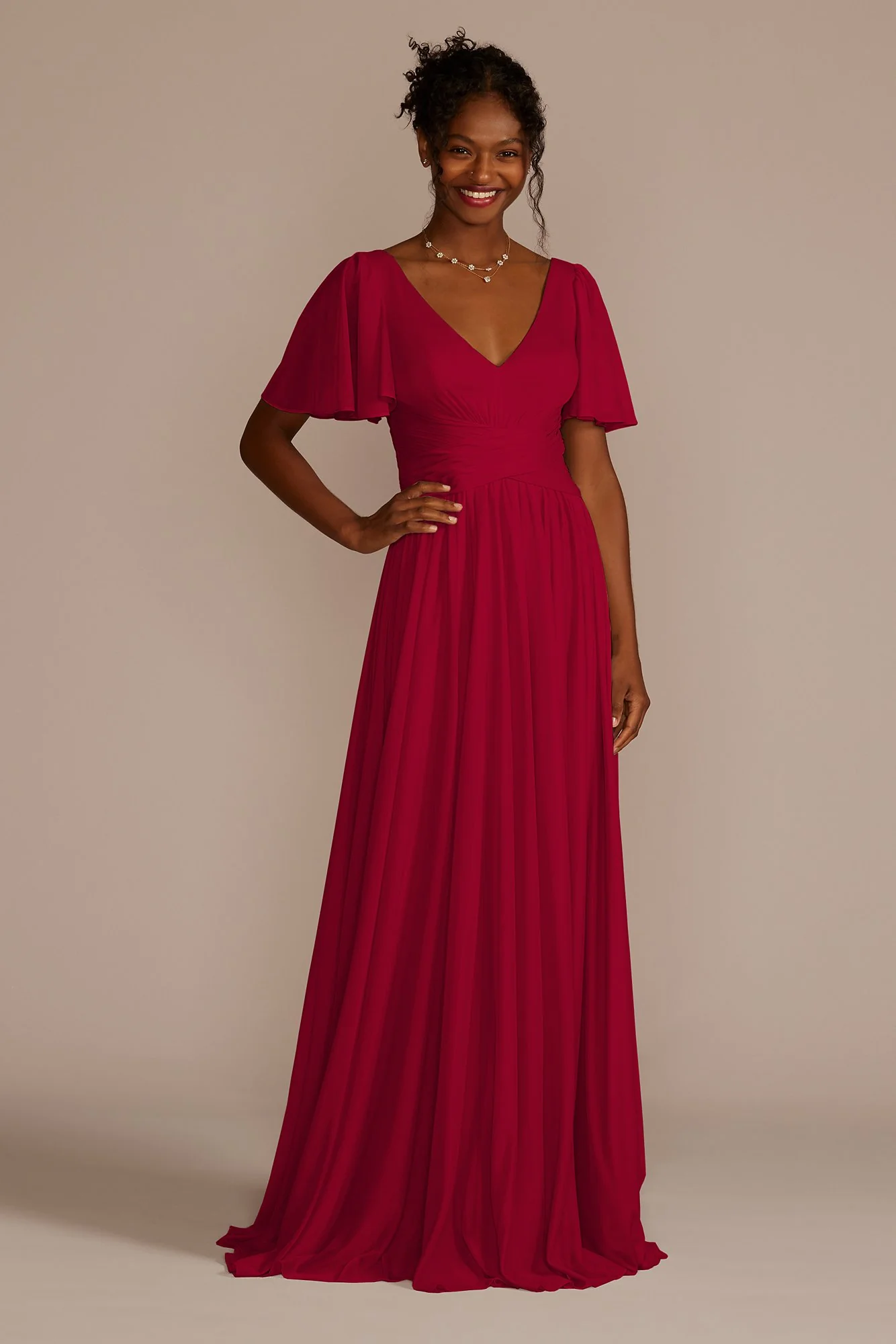 Flutter Sleeve Crisscross Mesh Dress - Image 12