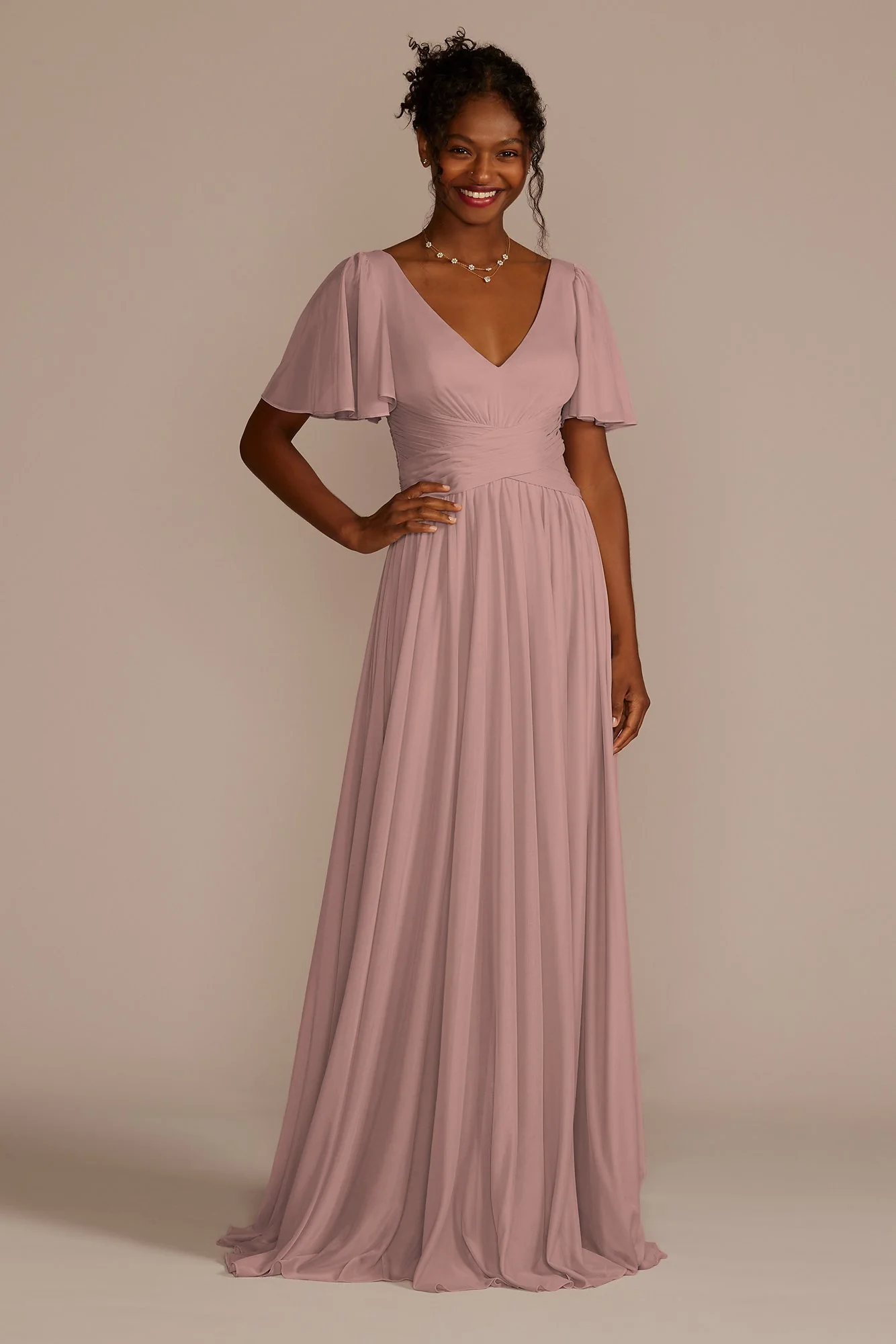 Flutter Sleeve Crisscross Mesh Dress - Image 13