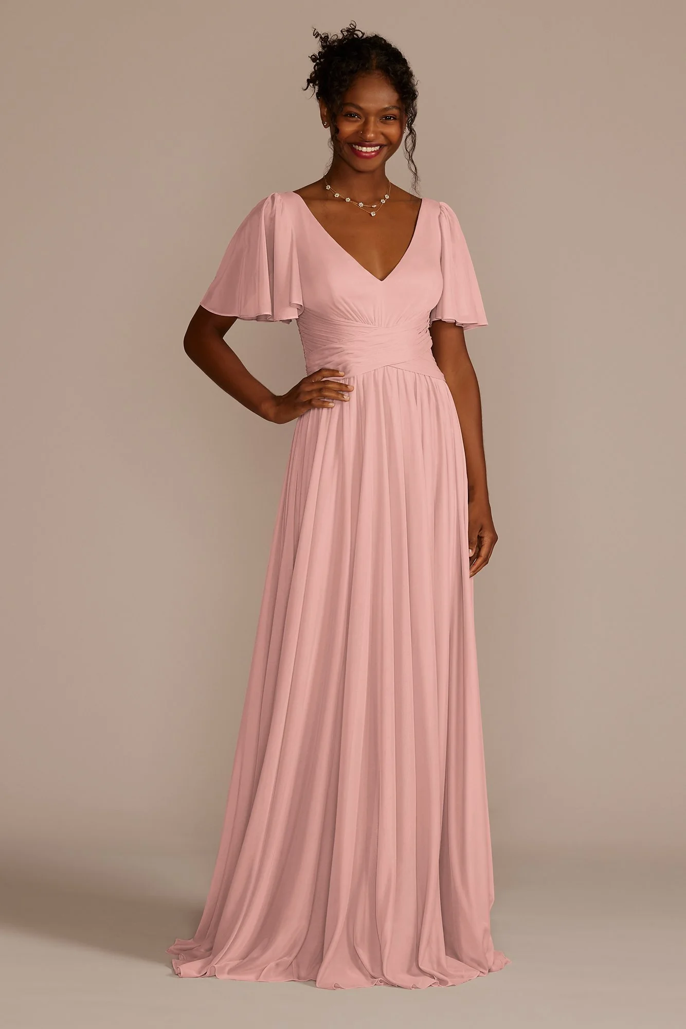 Flutter Sleeve Crisscross Mesh Dress - Image 16