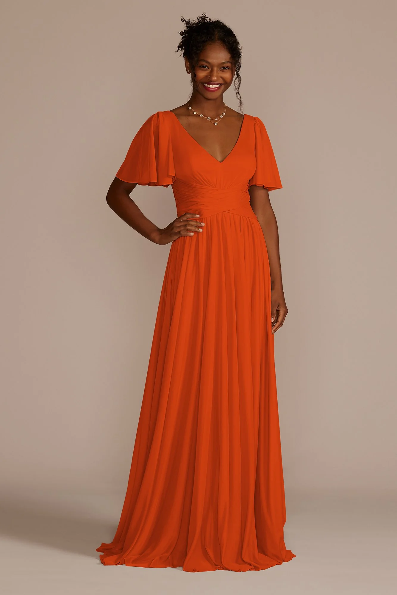 Flutter Sleeve Crisscross Mesh Dress - Image 22