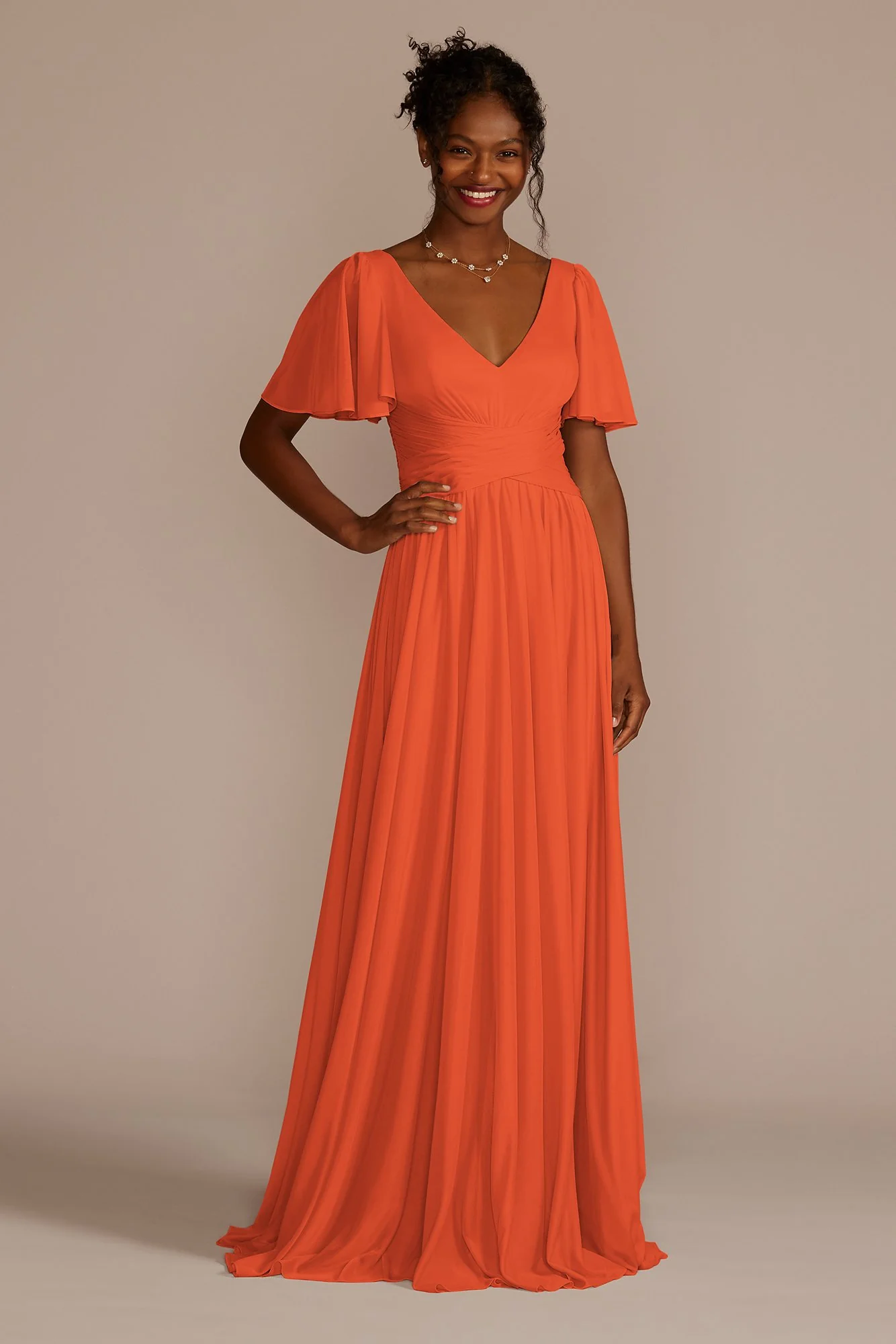 Flutter Sleeve Crisscross Mesh Dress - Image 27