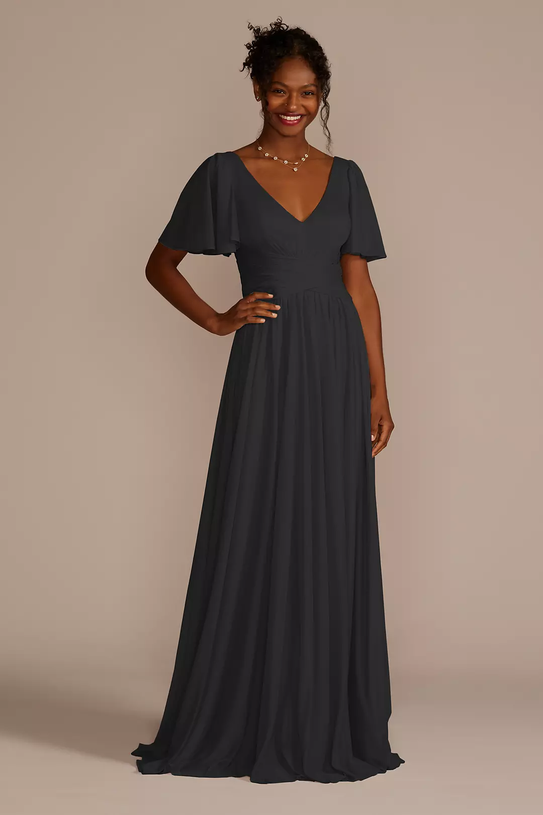 Flutter Sleeve Crisscross Mesh Dress - Image 49