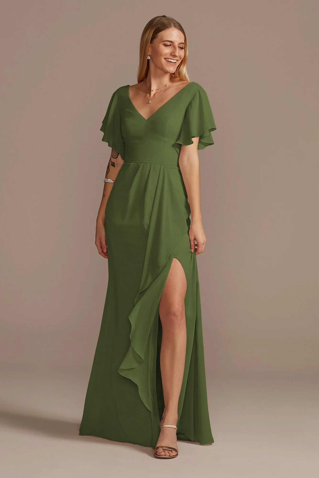 Flutter Sleeve Dress with Cascade - Image 15