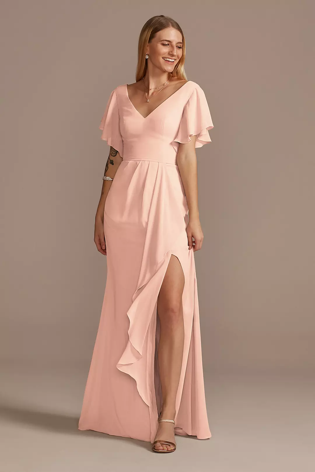 Flutter Sleeve Dress with Cascade - Image 74