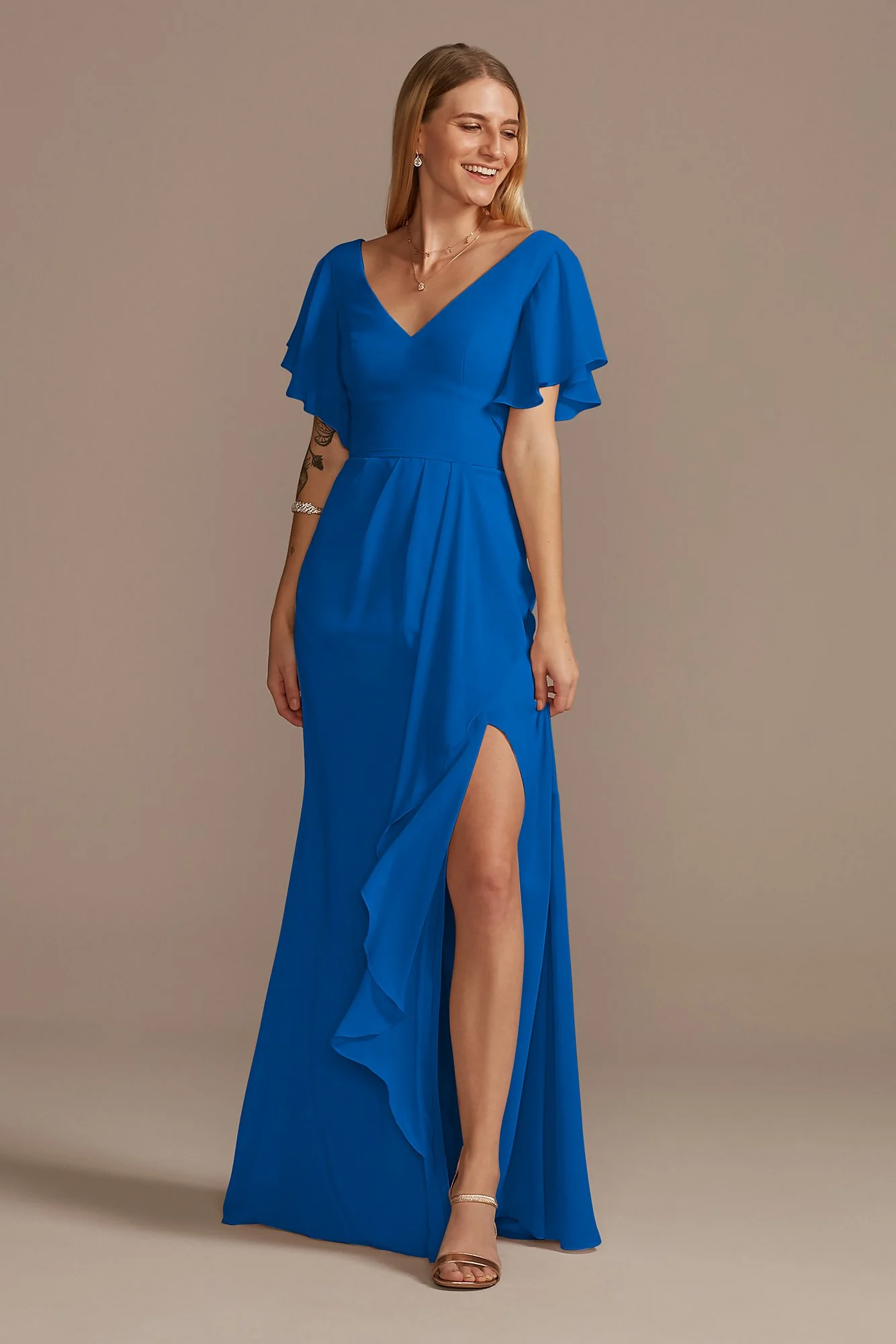 Flutter Sleeve Dress with Cascade - Image 88