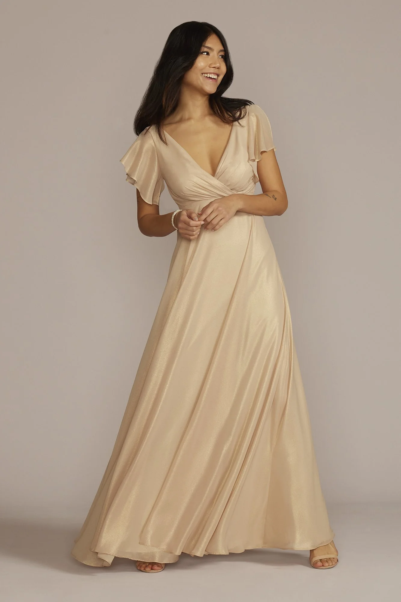 Bridesmaid Dress with Flutter Sleeve Full Skirt - Image 10
