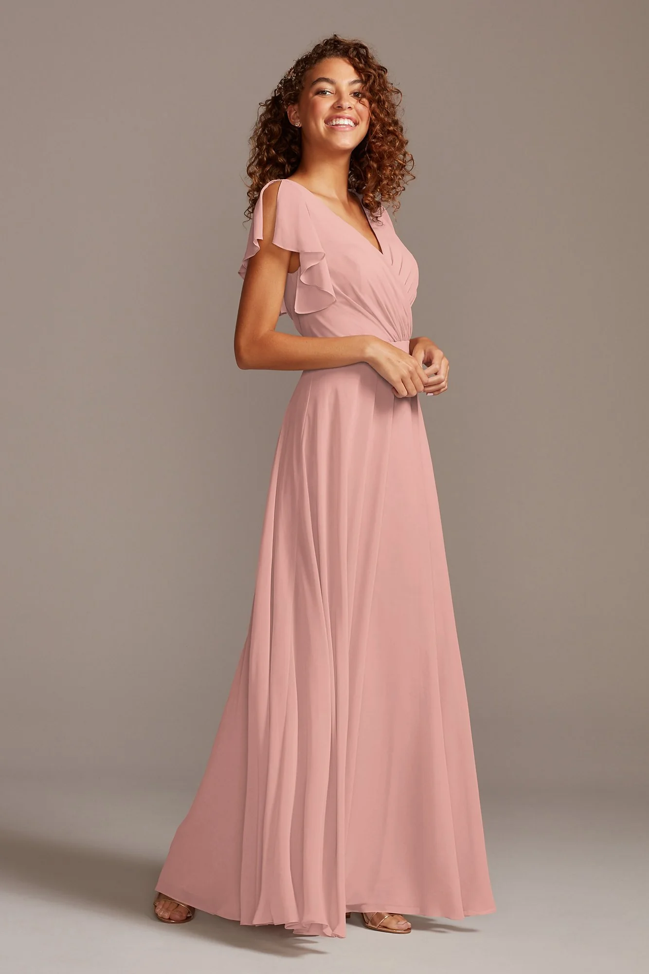 Bridesmaid Dress with Flutter Sleeve Full Skirt - Image 12