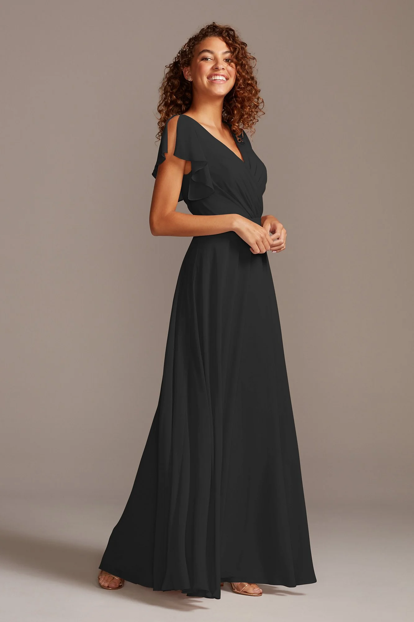 Bridesmaid Dress with Flutter Sleeve Full Skirt - Image 13