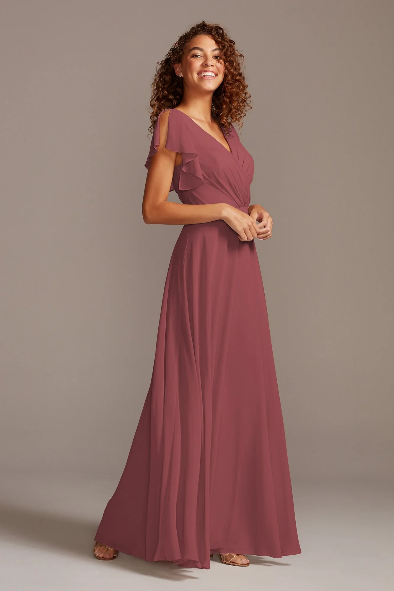 Bridesmaid Dress with Flutter Sleeve Full Skirt - Image 14