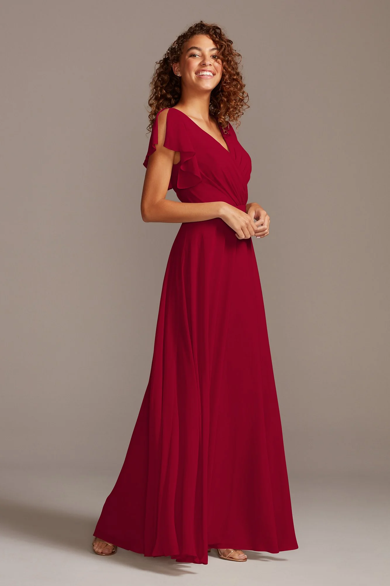 Bridesmaid Dress with Flutter Sleeve Full Skirt - Image 15