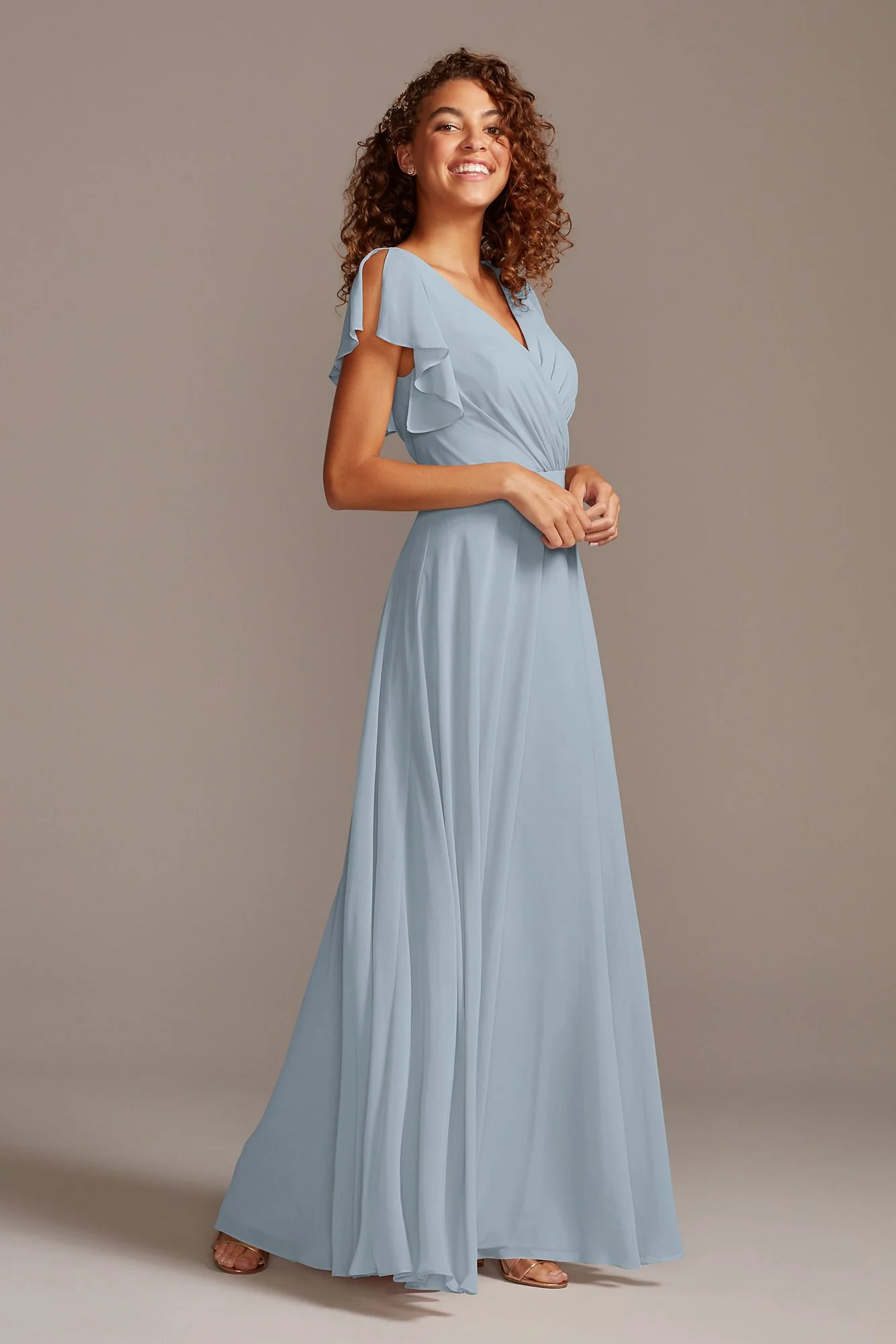 Bridesmaid Dress with Flutter Sleeve Full Skirt - Image 17