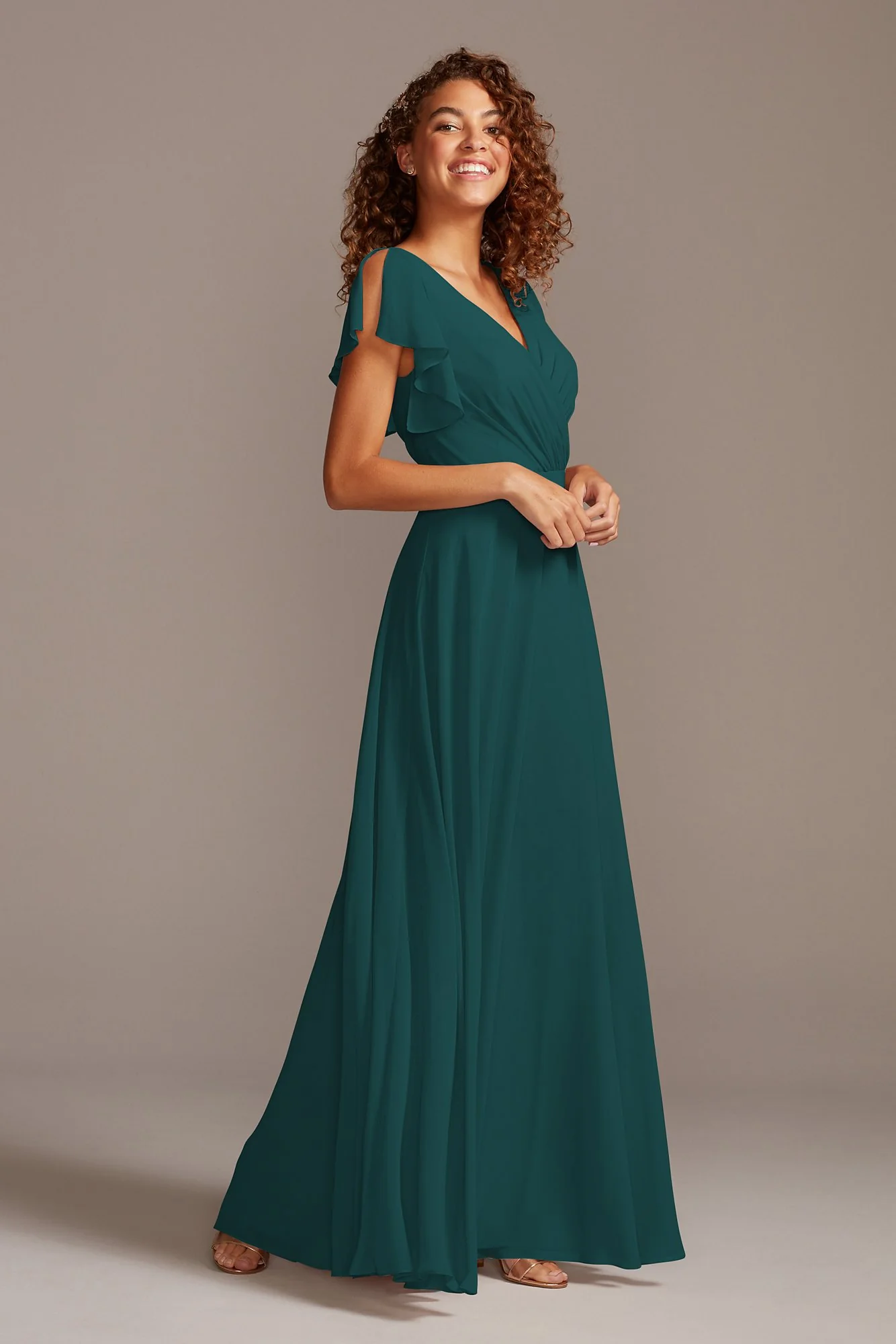 Bridesmaid Dress with Flutter Sleeve Full Skirt - Image 19