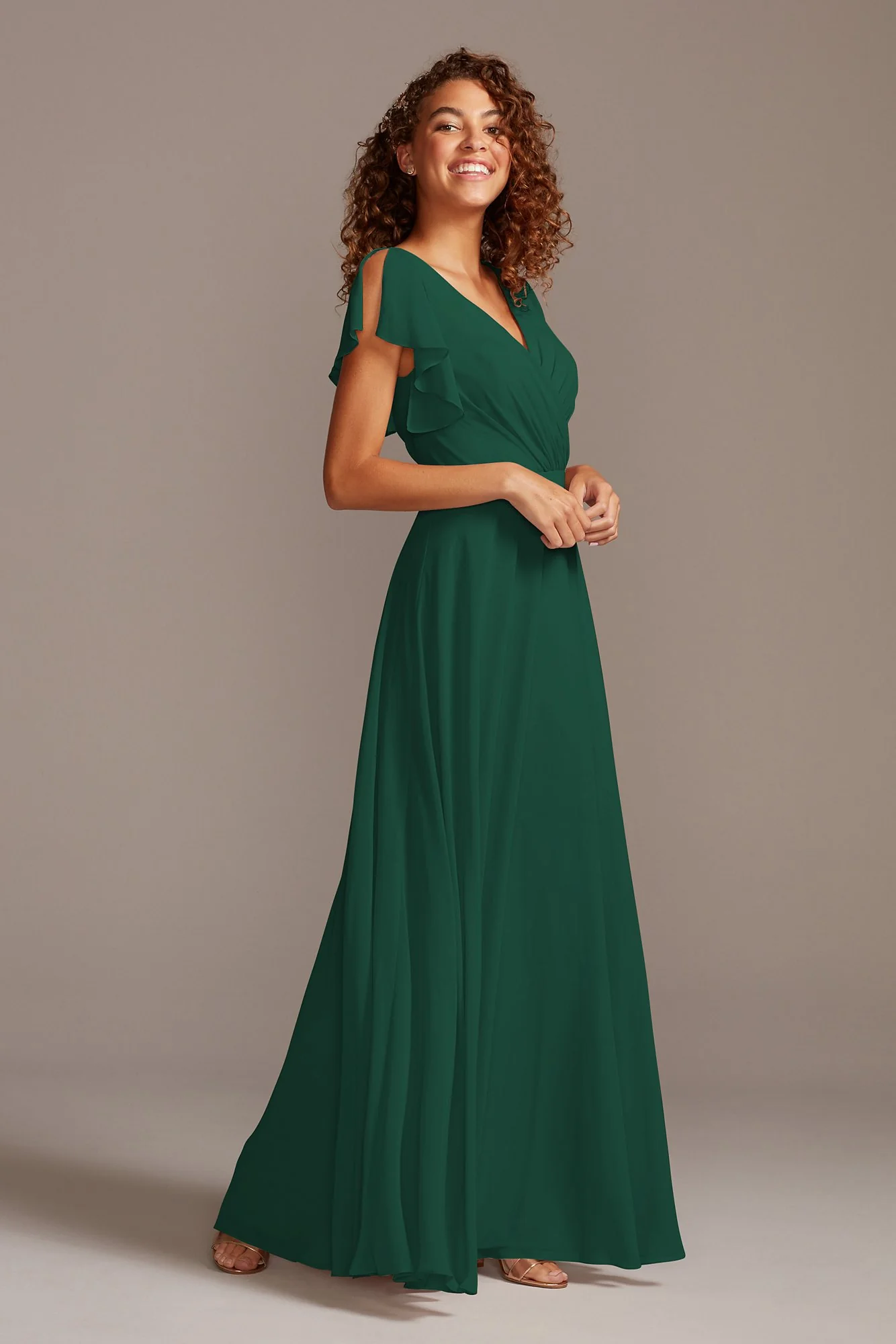 Bridesmaid Dress with Flutter Sleeve Full Skirt - Image 21
