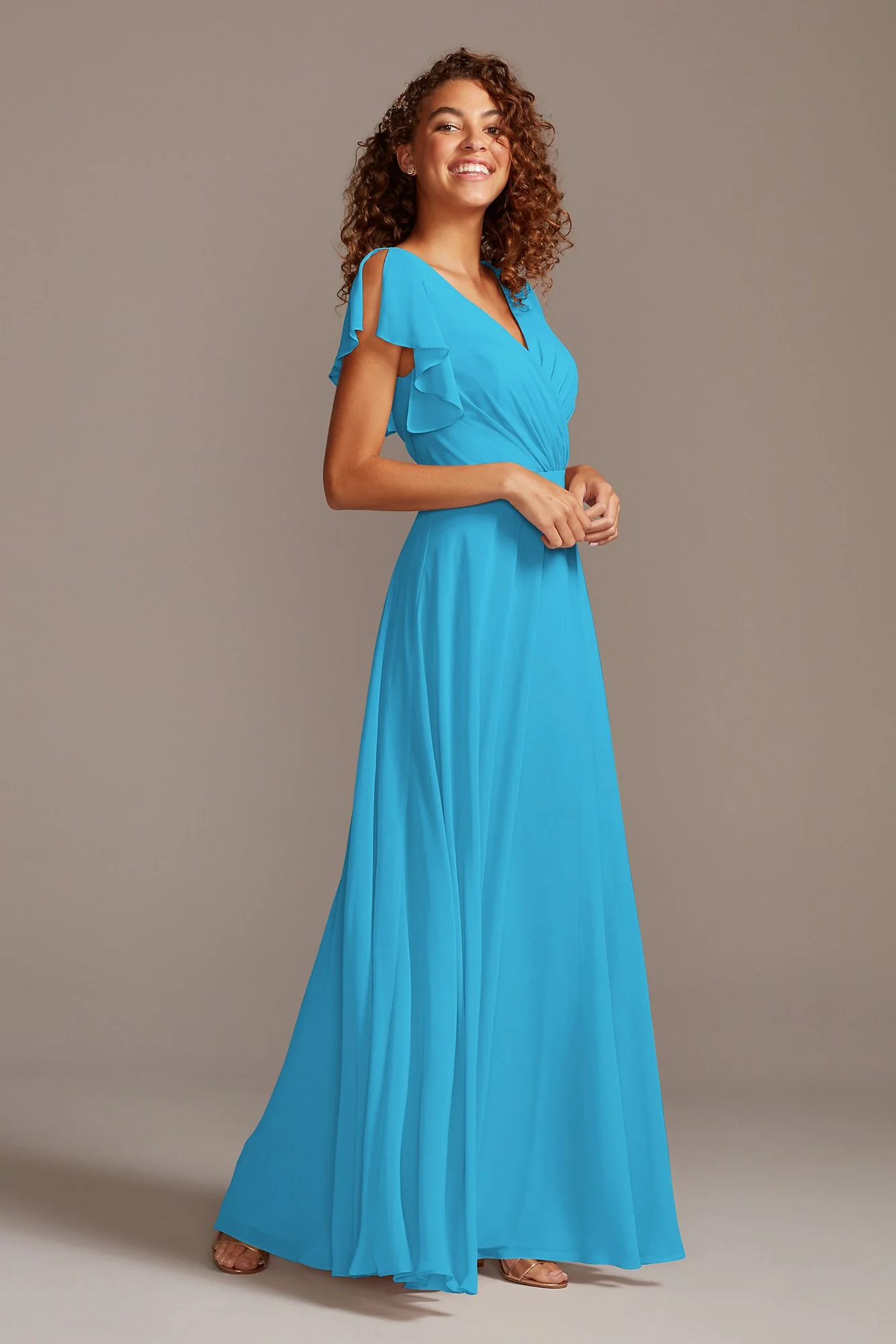 Bridesmaid Dress with Flutter Sleeve Full Skirt - Image 22