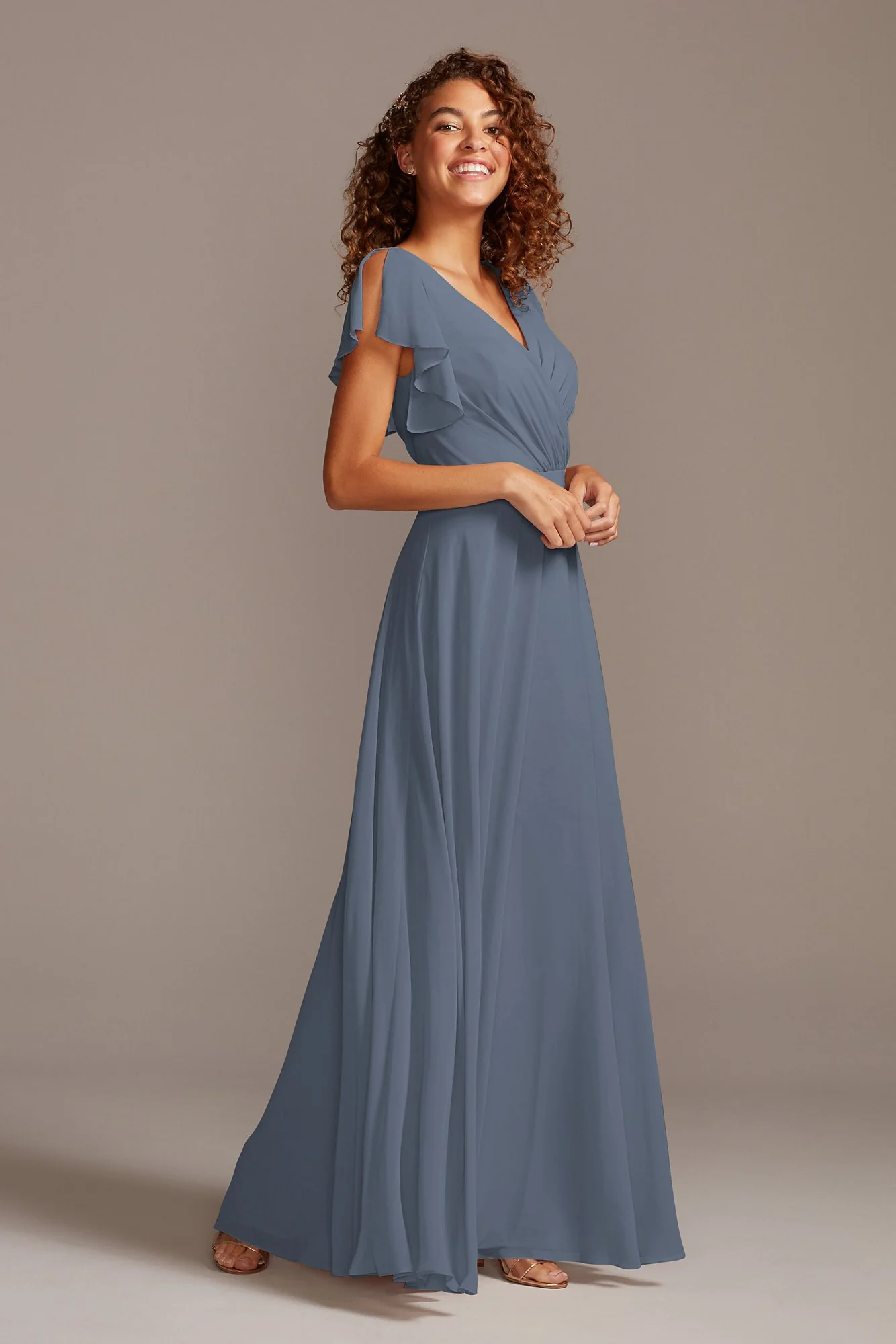 Bridesmaid Dress with Flutter Sleeve Full Skirt - Image 24