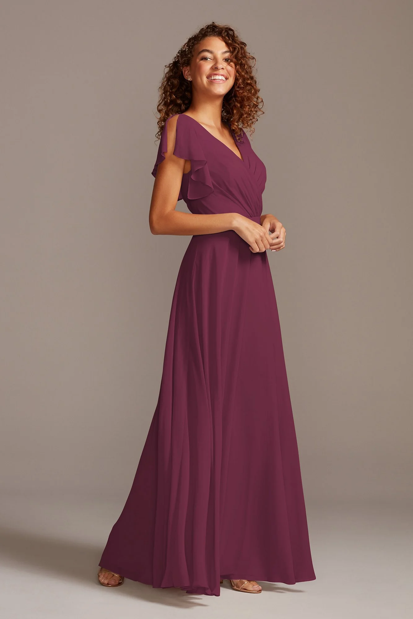Bridesmaid Dress with Flutter Sleeve Full Skirt - Image 25