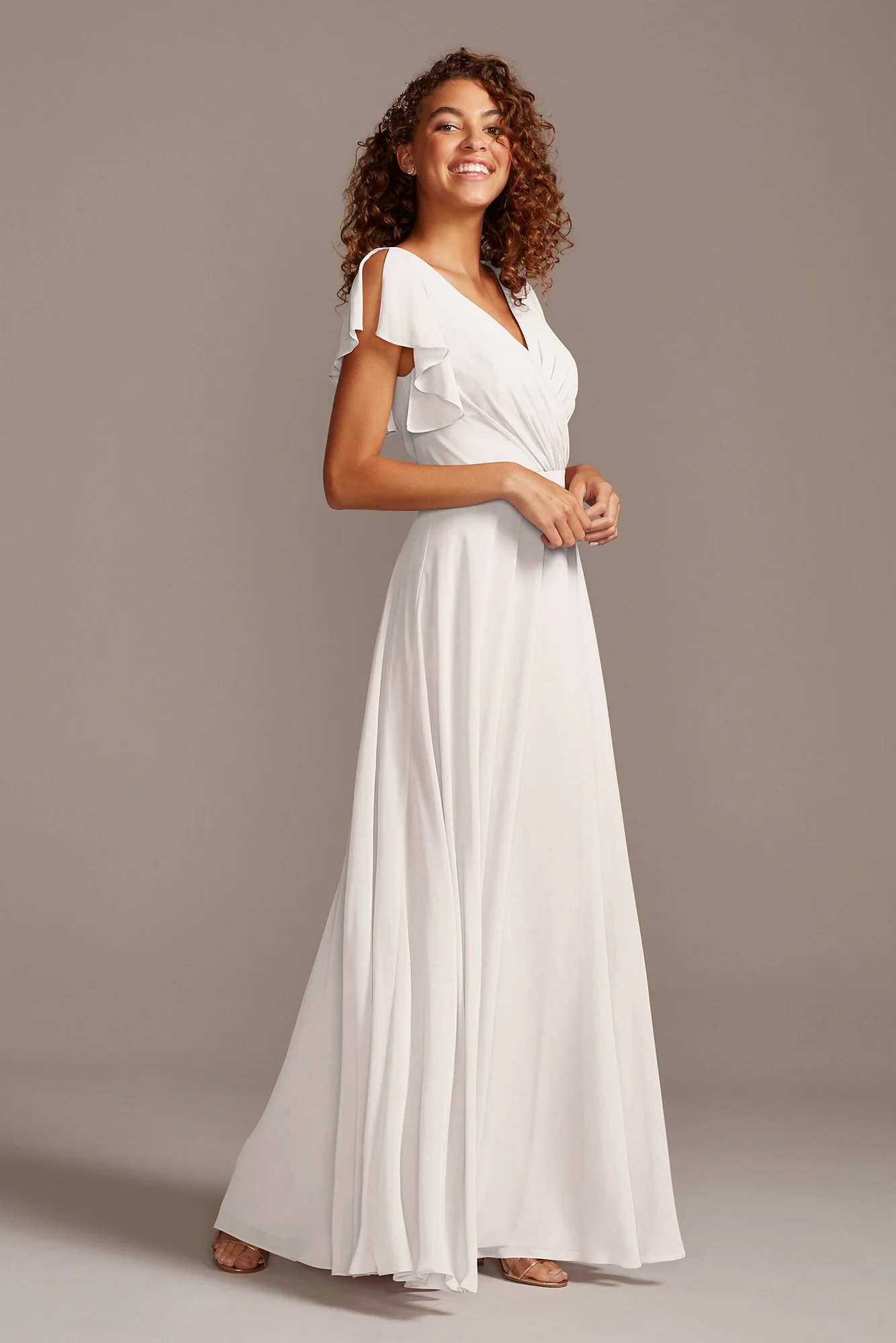 Bridesmaid Dress with Flutter Sleeve Full Skirt - Image 27