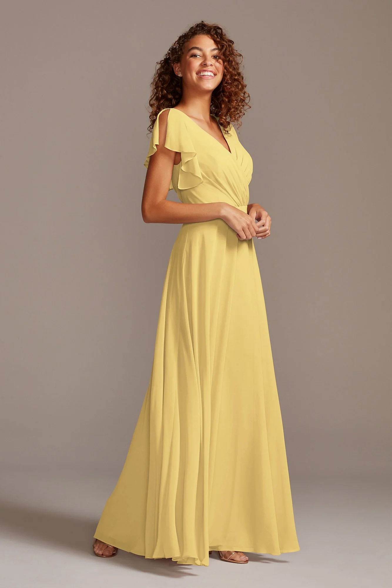 Bridesmaid Dress with Flutter Sleeve Full Skirt - Image 31