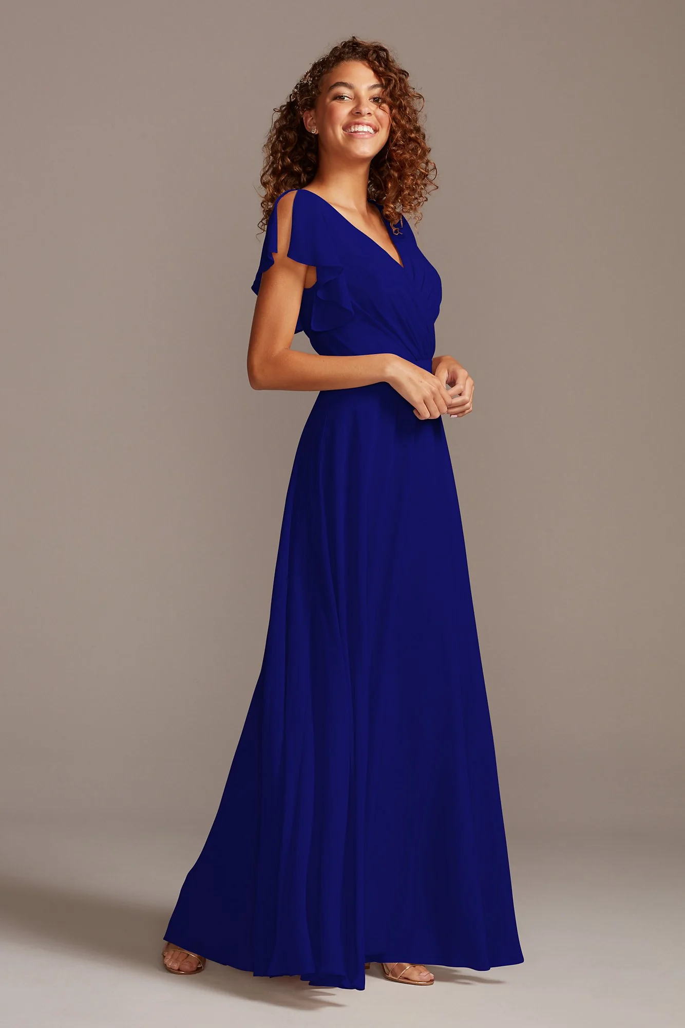 Bridesmaid Dress with Flutter Sleeve Full Skirt - Image 33