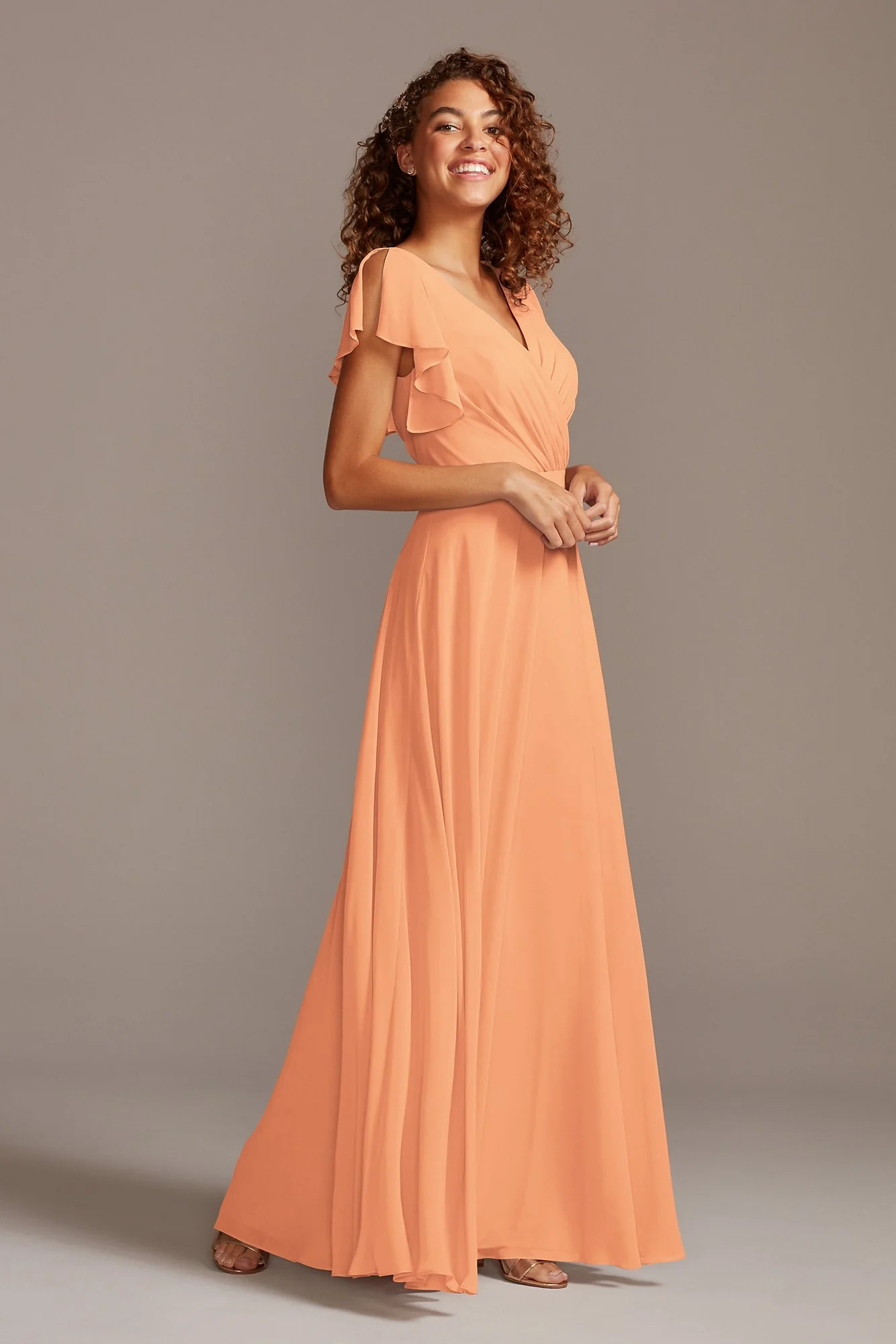 Bridesmaid Dress with Flutter Sleeve Full Skirt - Image 34