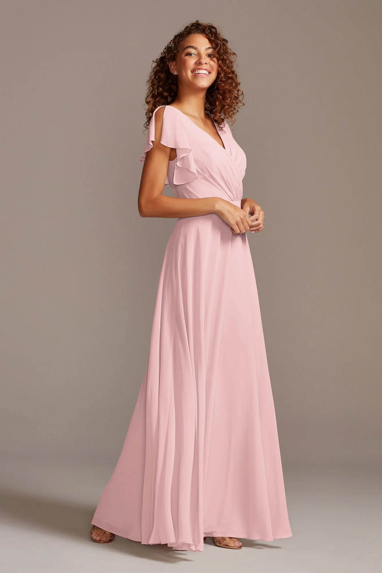 Bridesmaid Dress with Flutter Sleeve Full Skirt - Image 35
