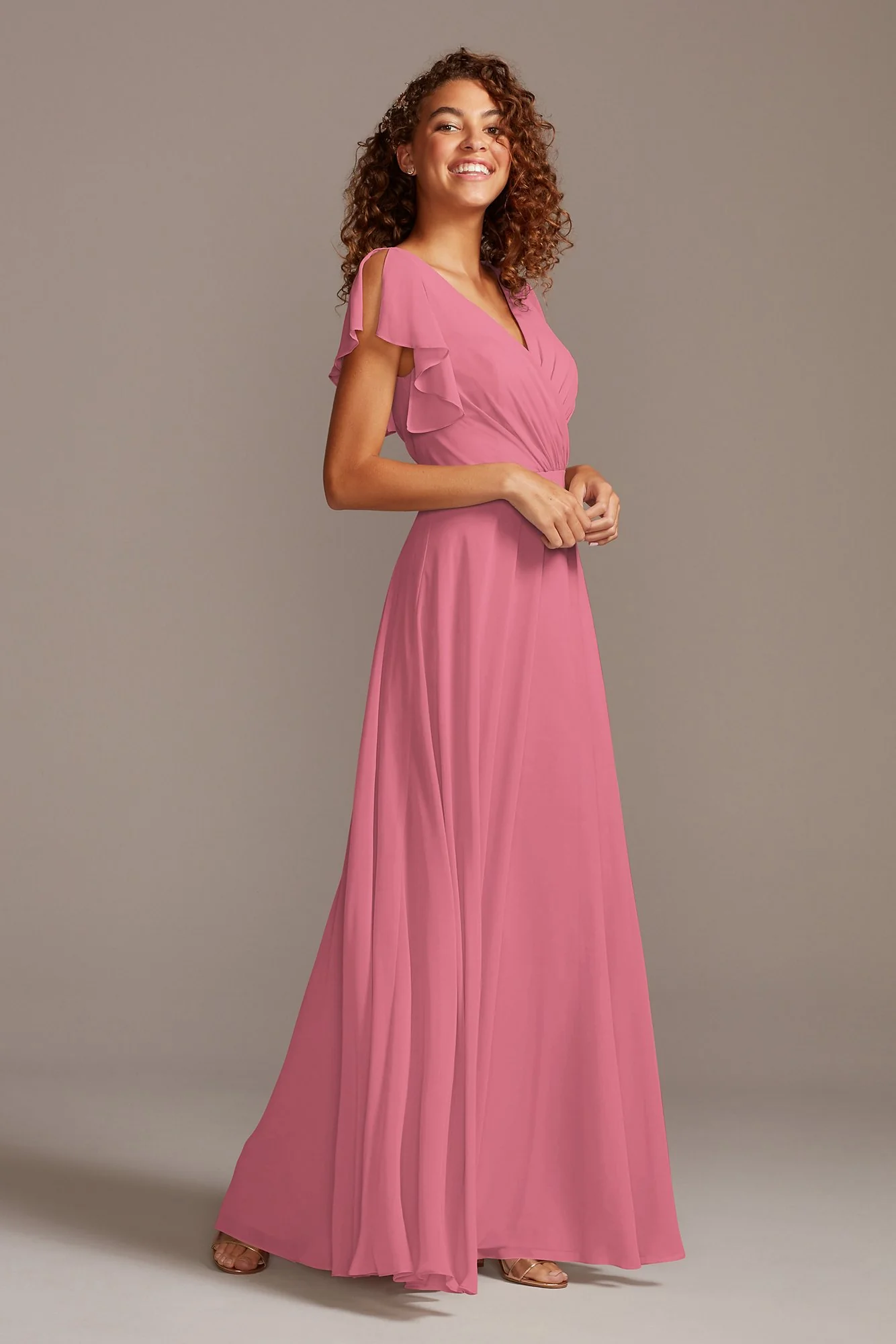 Bridesmaid Dress with Flutter Sleeve Full Skirt - Image 45