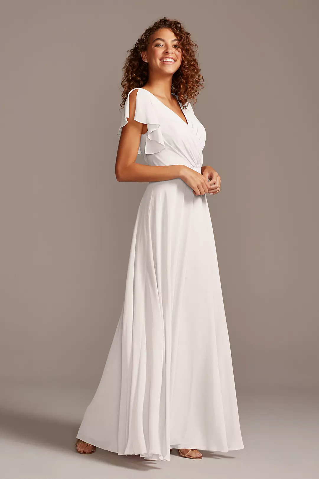 Bridesmaid Dress with Flutter Sleeve Full Skirt - Image 51