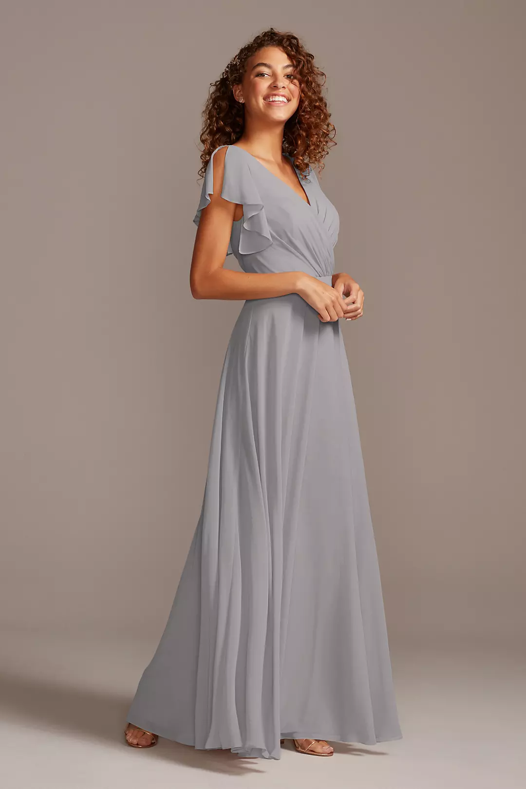 Bridesmaid Dress with Flutter Sleeve Full Skirt - Image 53