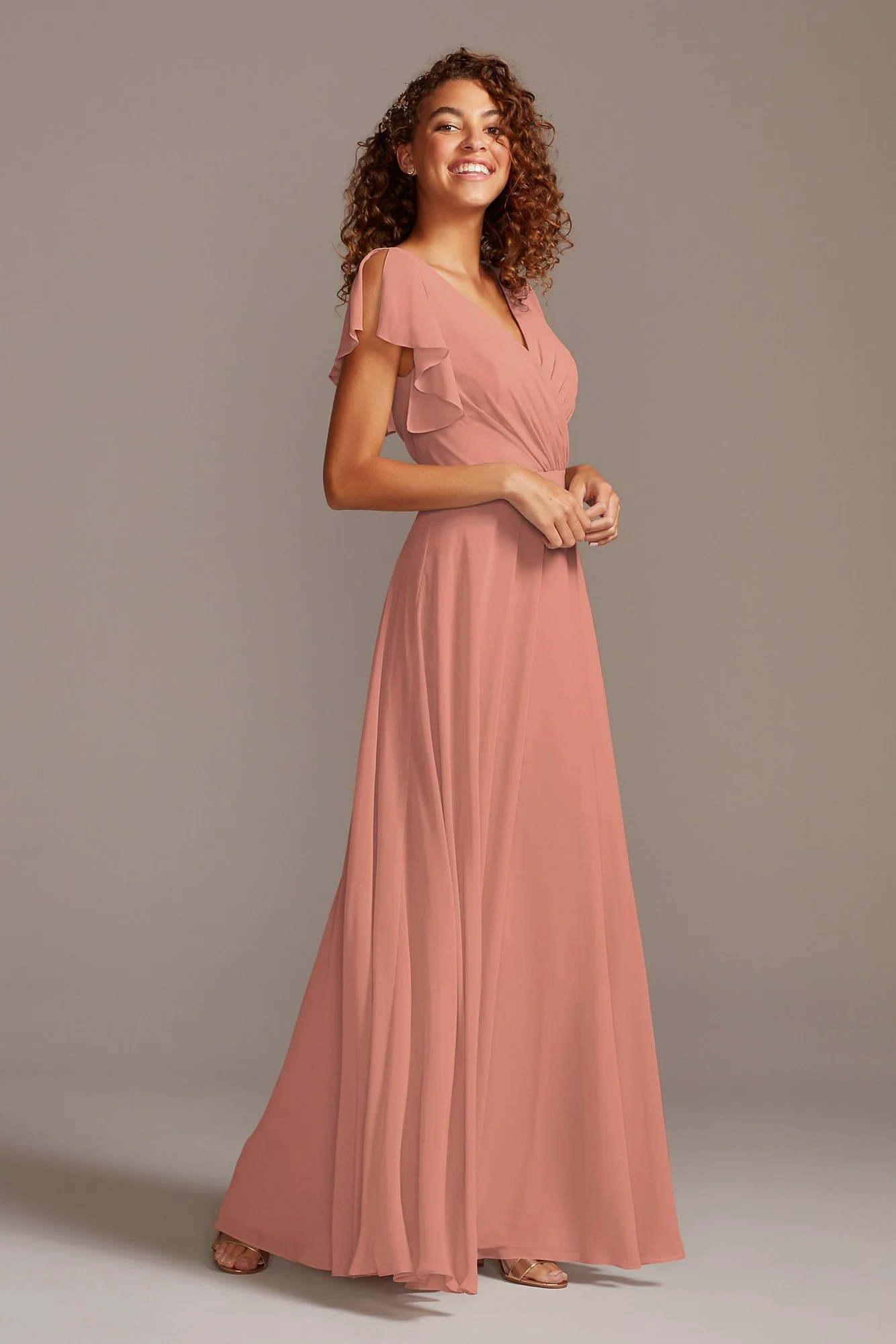 Bridesmaid Dress with Flutter Sleeve Full Skirt - Image 6