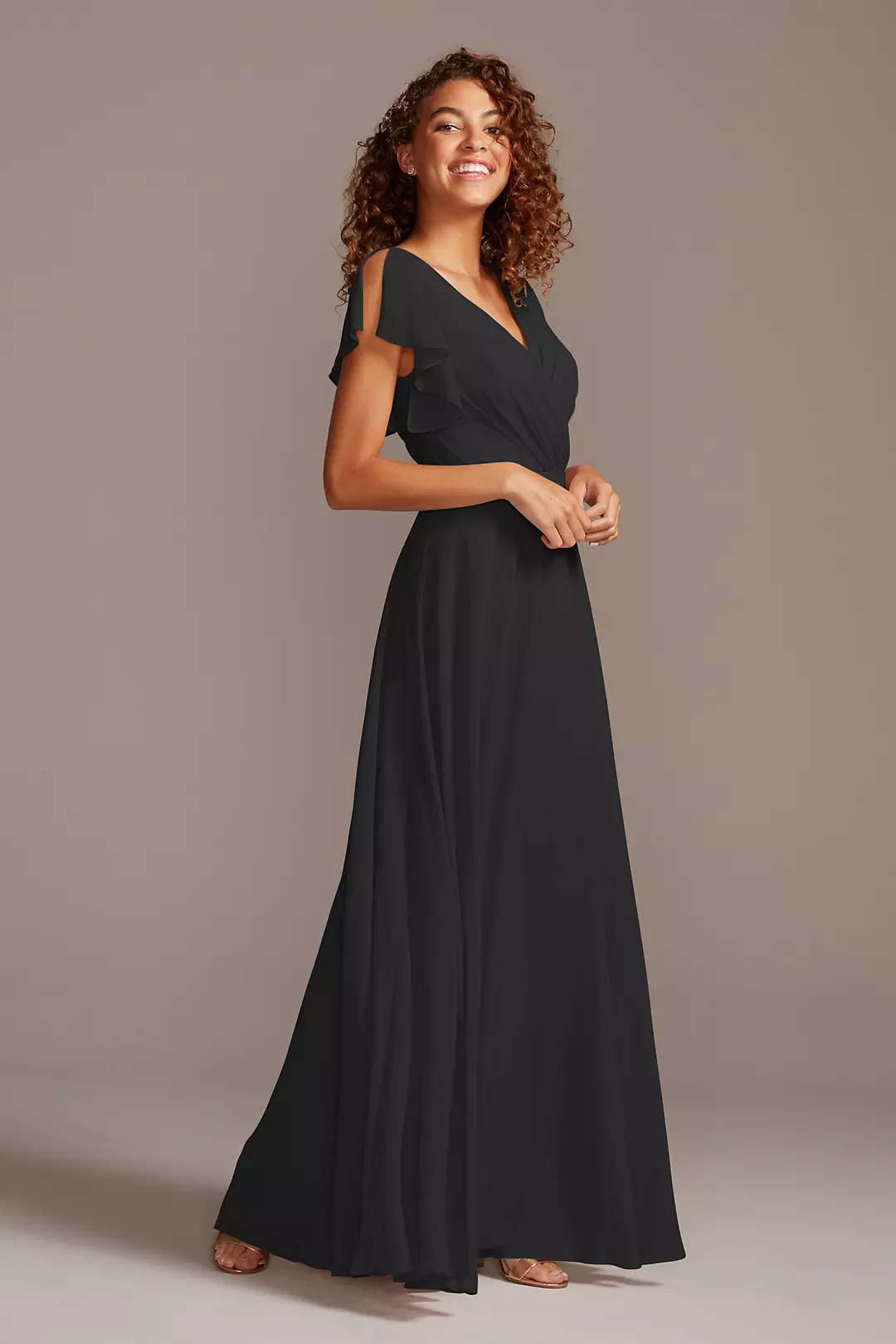 Bridesmaid Dress with Flutter Sleeve Full Skirt - Image 64